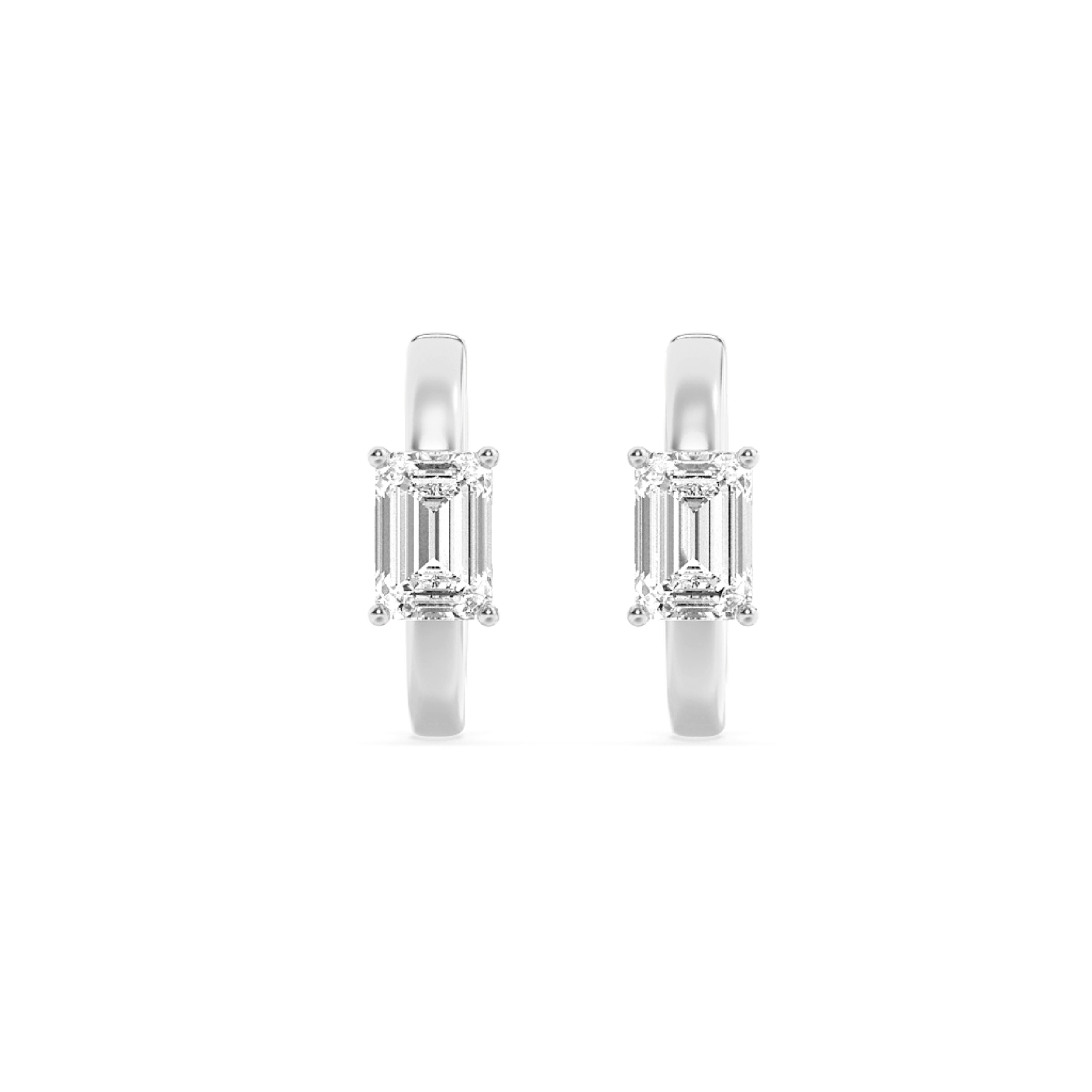 Solitaire Round Huggie Earring view 4