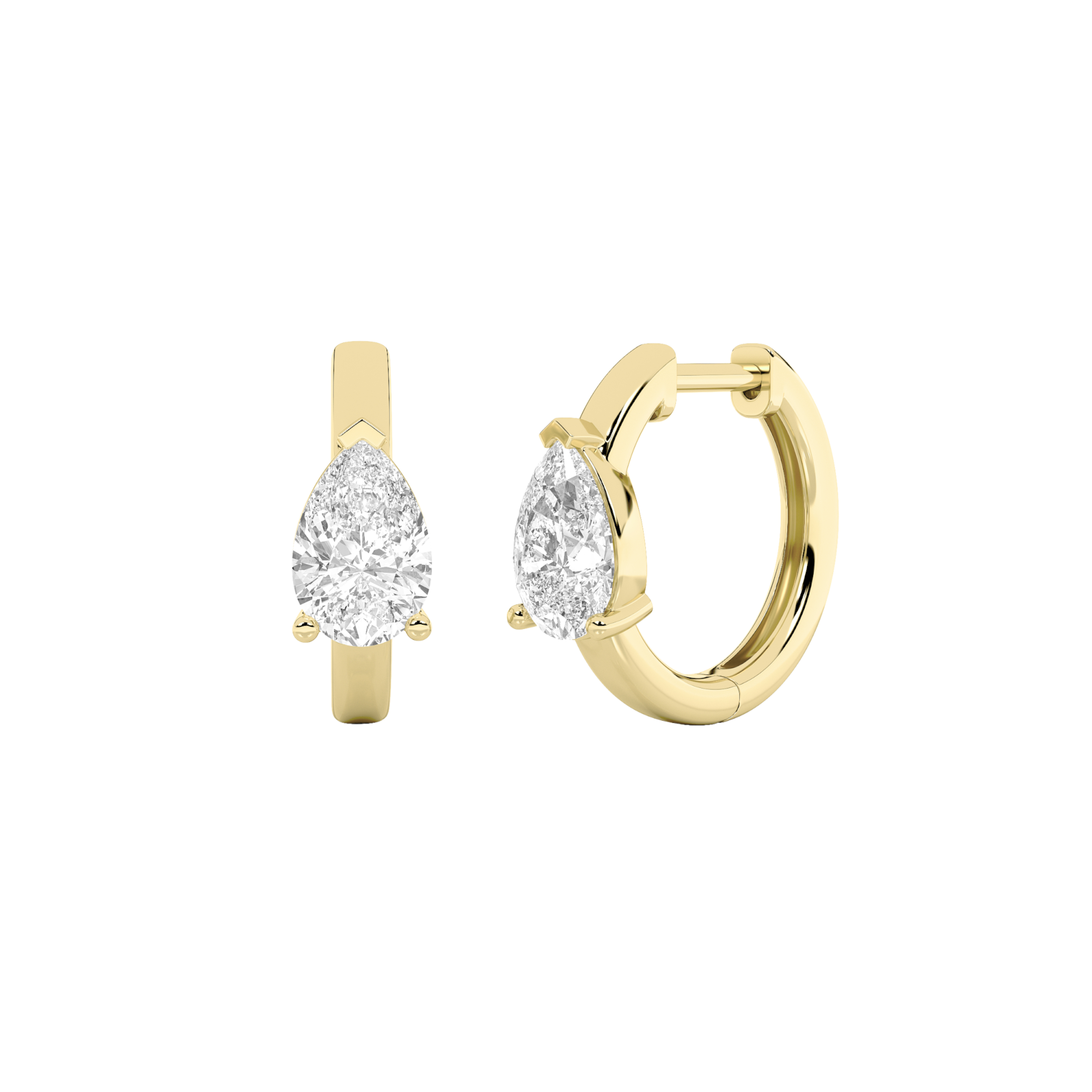 Solitaire Round Huggie Earring view 3