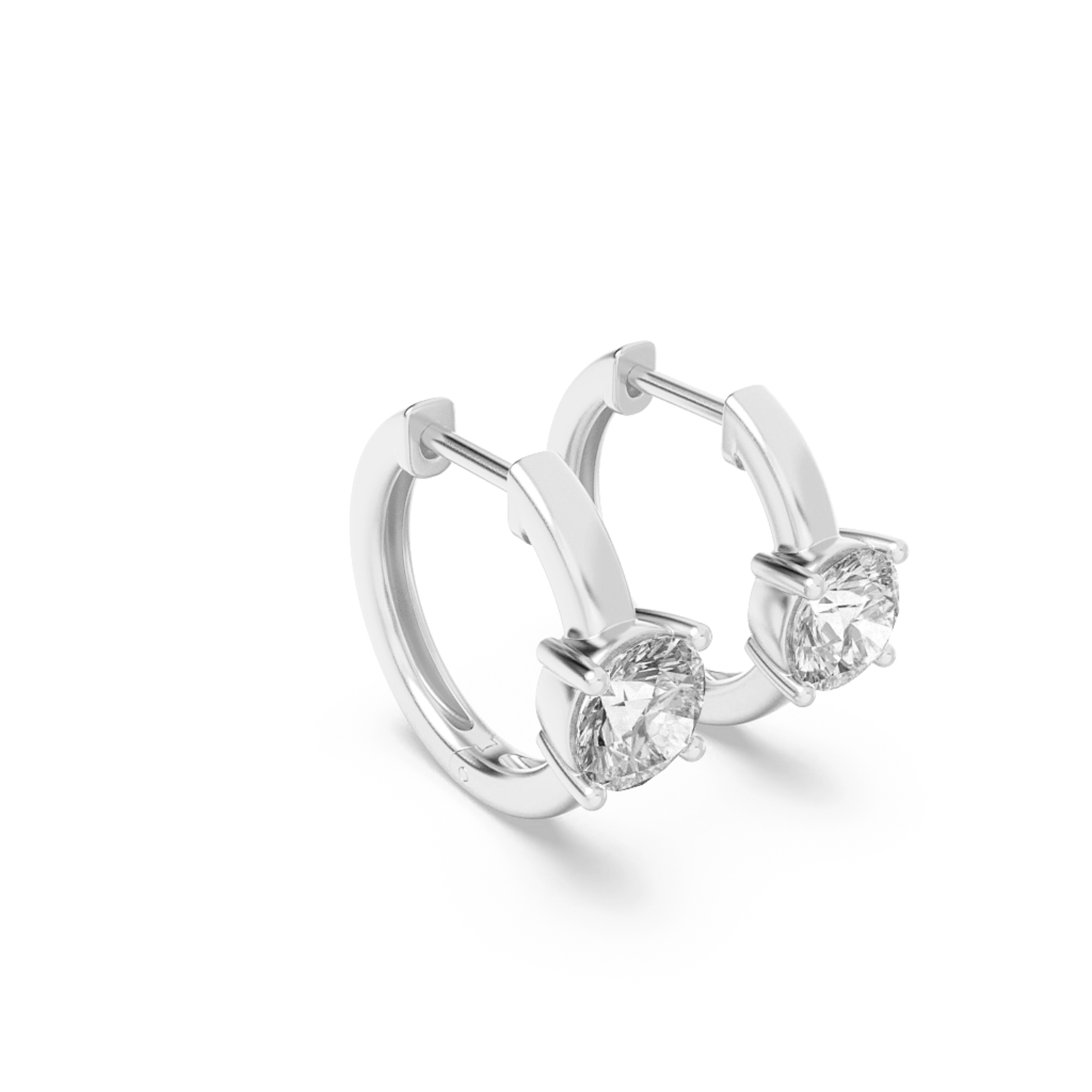 Solitaire Round Huggie Earring view 5
