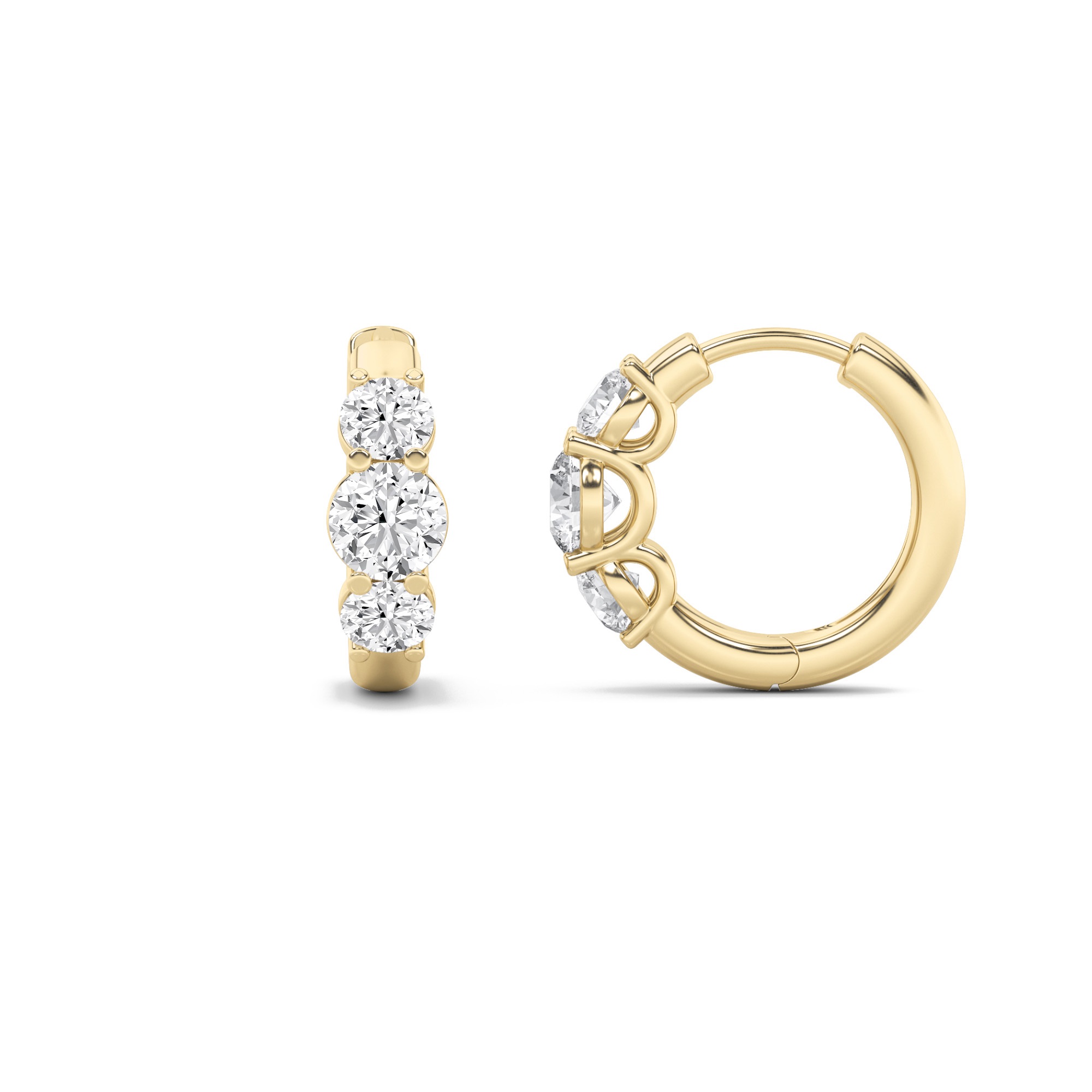 Three Stone Round Hoop  Earring view 5