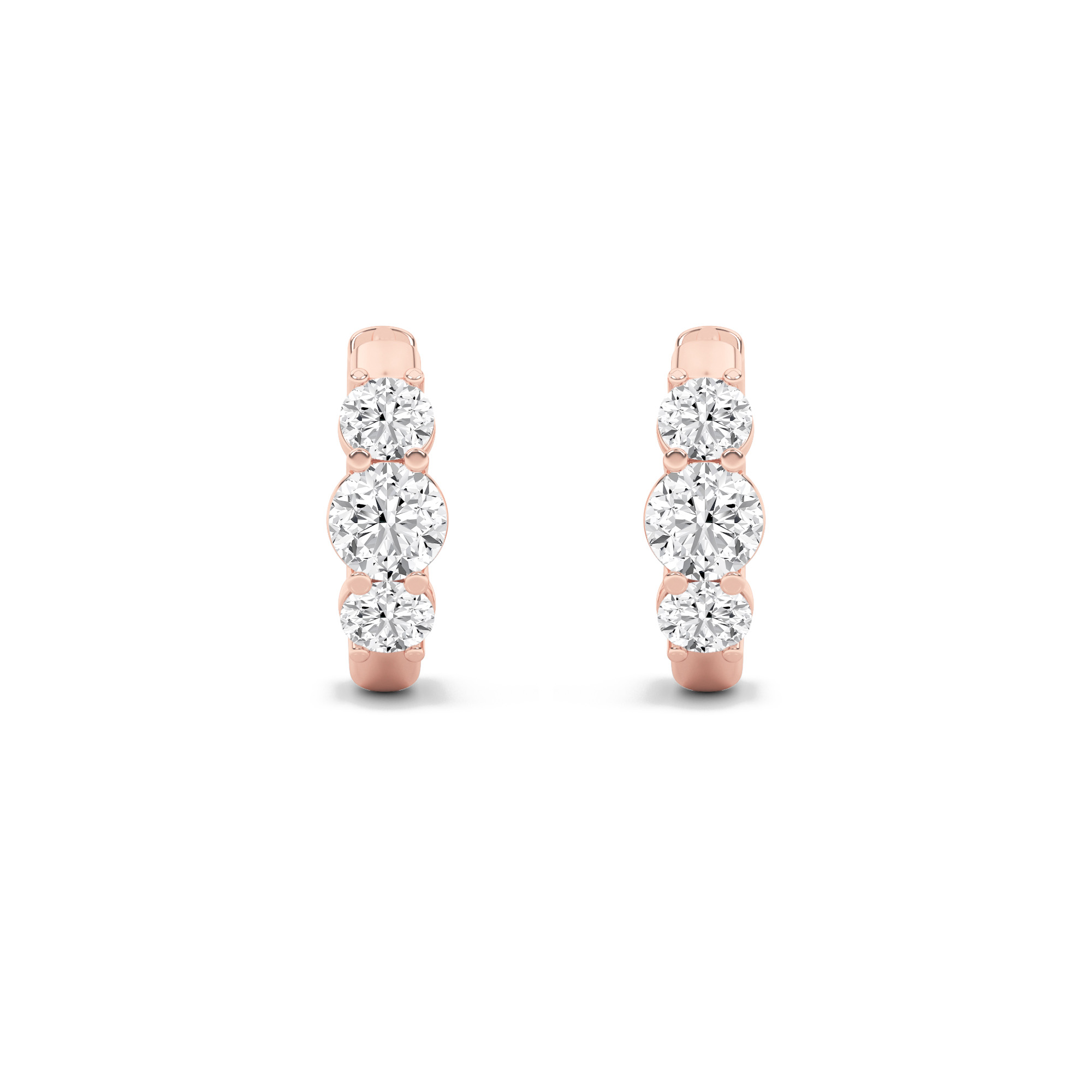 Three Stone Round Hoop  Earring view 4