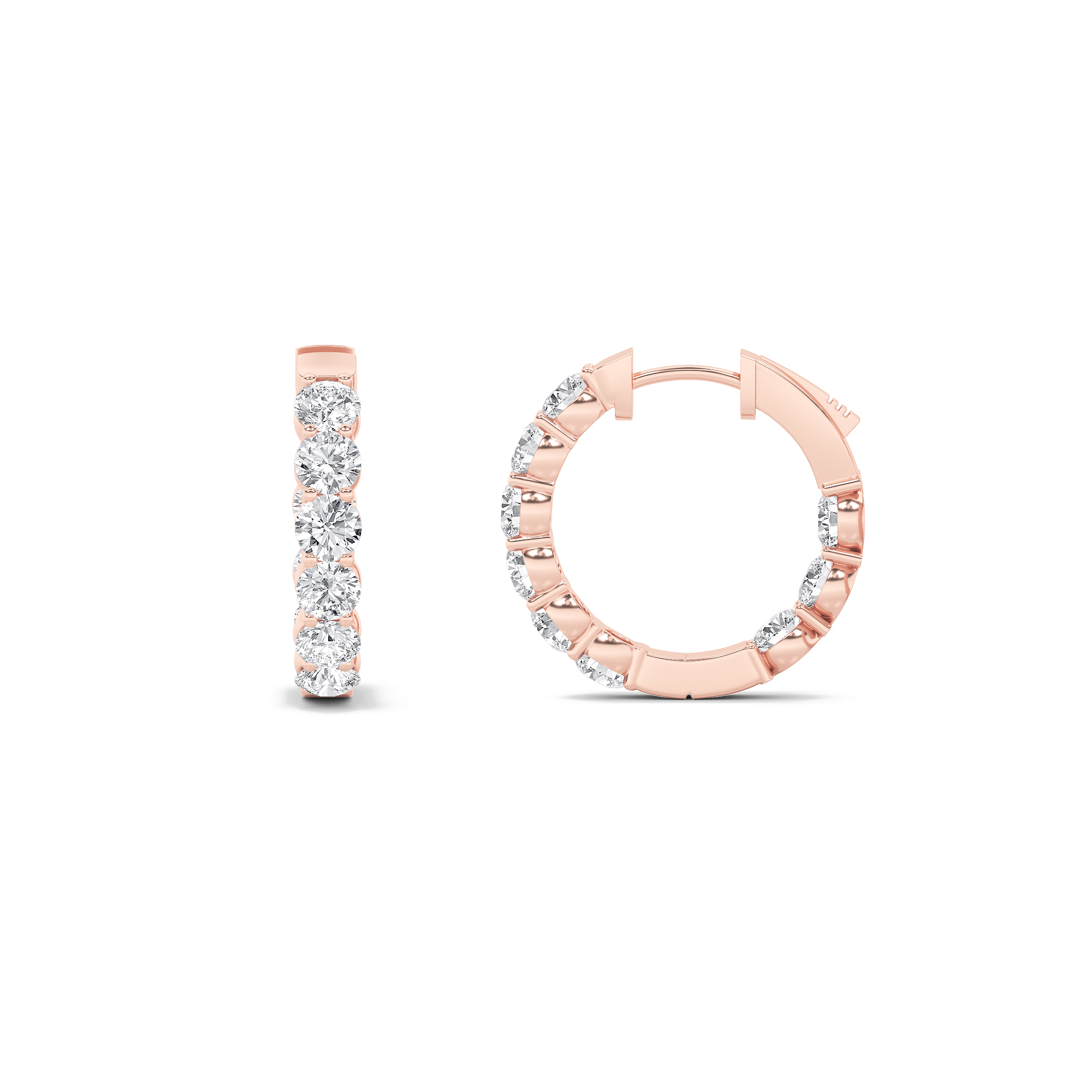 3.00 CT Round Diamond Earring in 14K Rose Gold