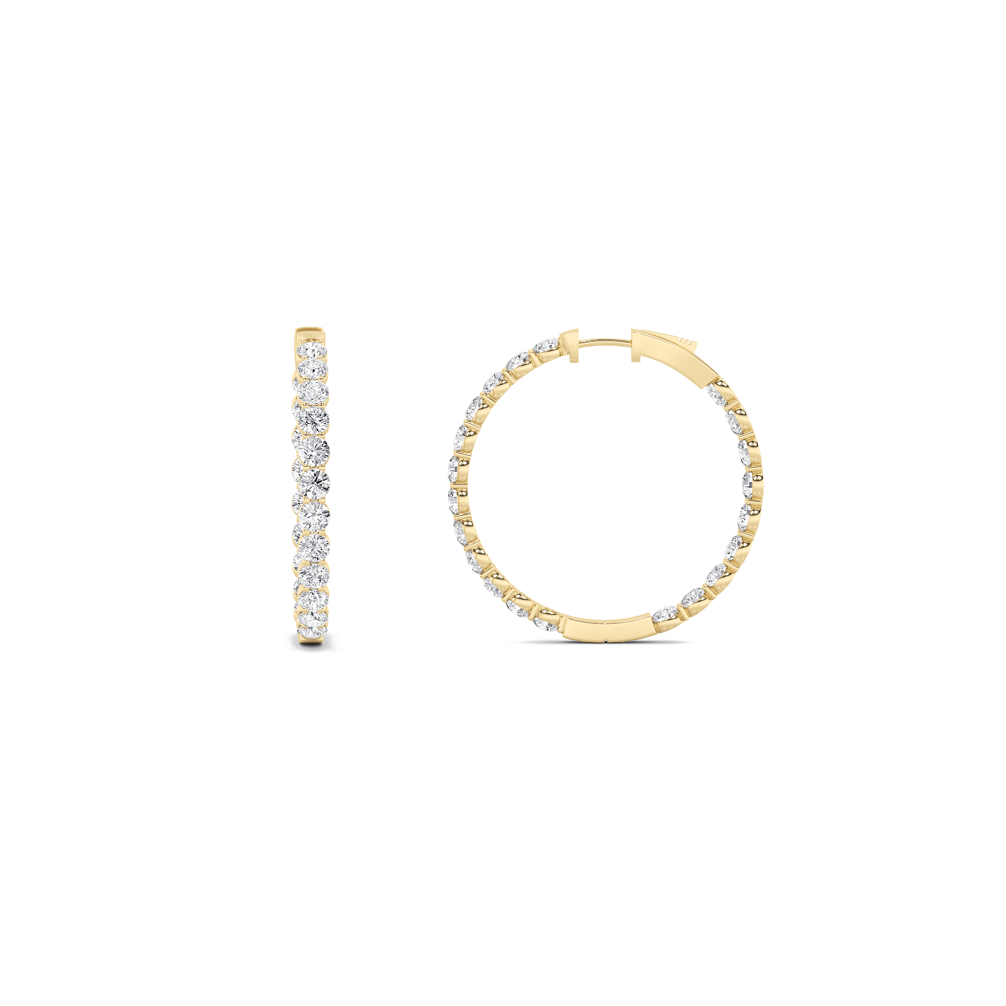 7Cttw Round Shaped Lab Grown Diamond (F/VS) Inside out Hoop Earrings in 14K Gold