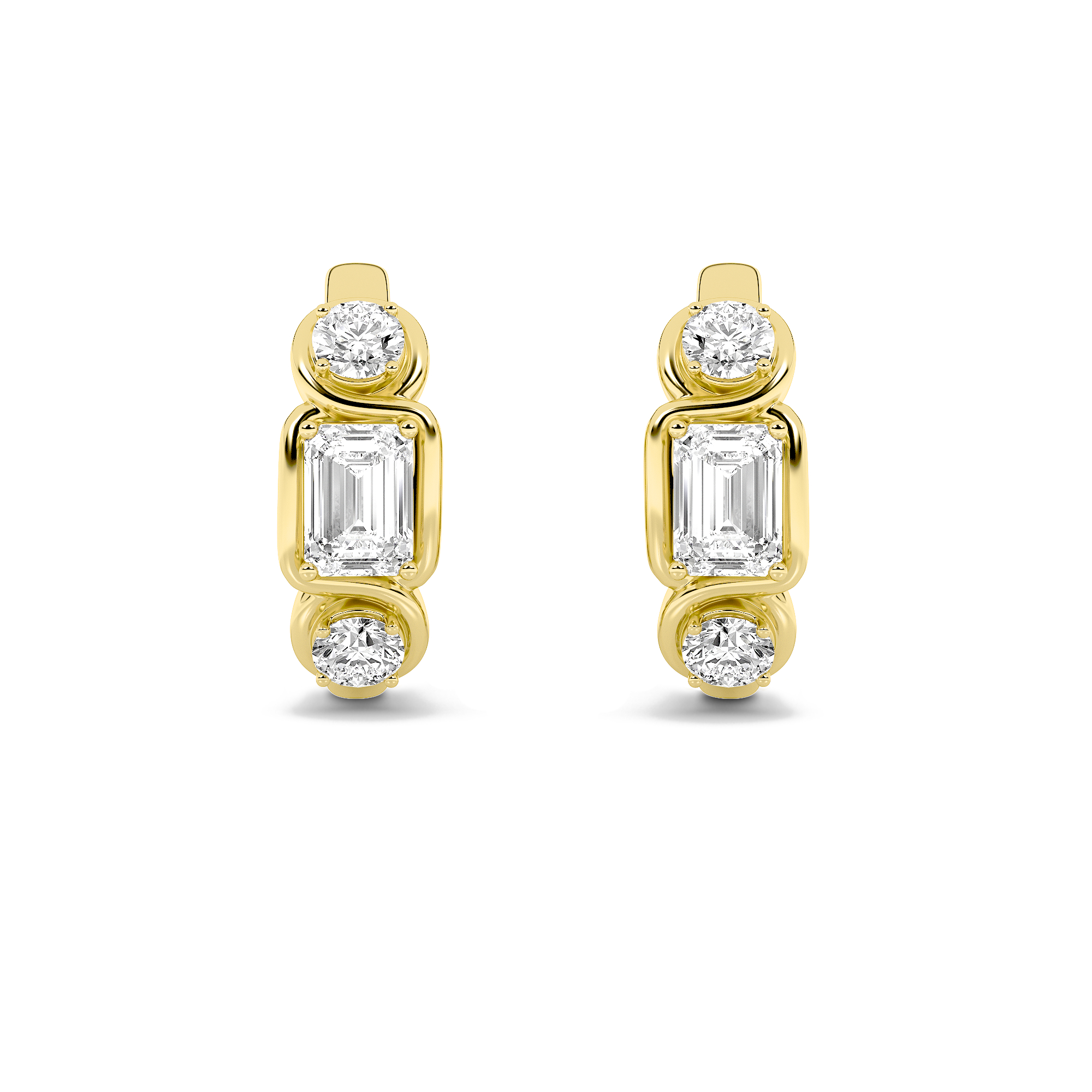 Three Stone Oval Hoop  Earring view 4