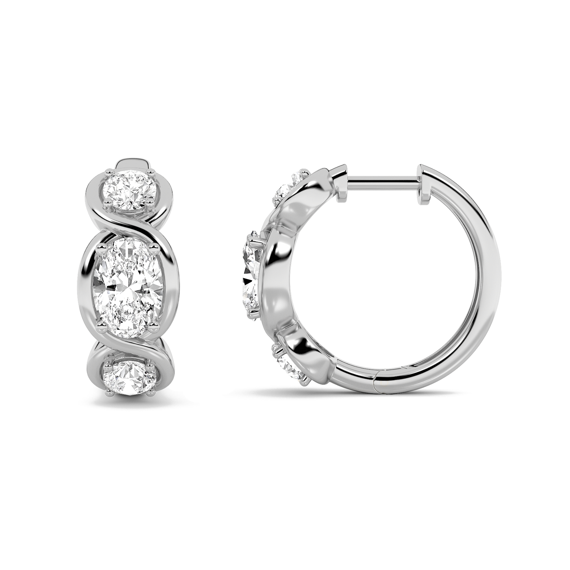 2.50 CT Oval Diamond Earring in 14K White Gold