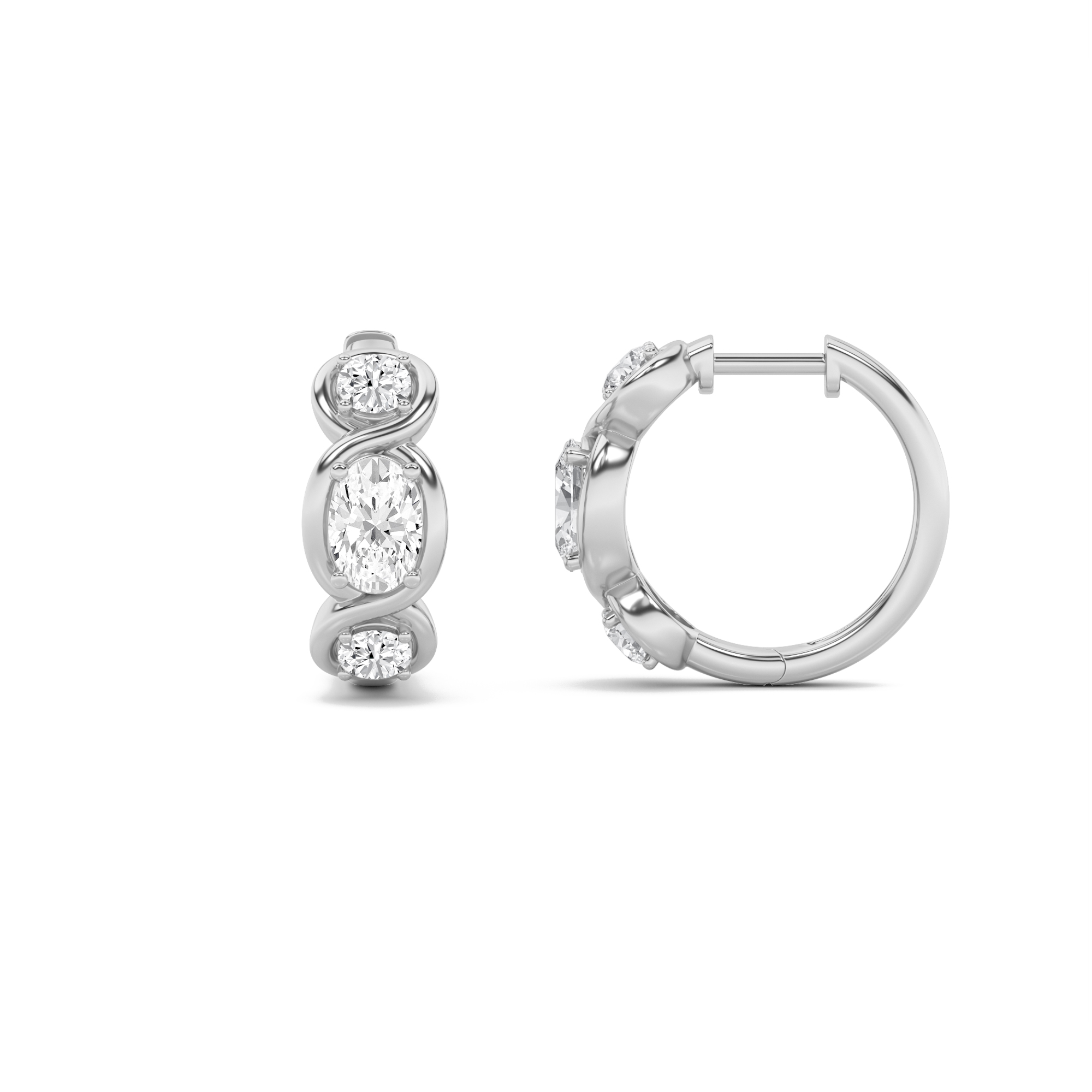 2.50 CT Oval Diamond Earring in 14K White Gold