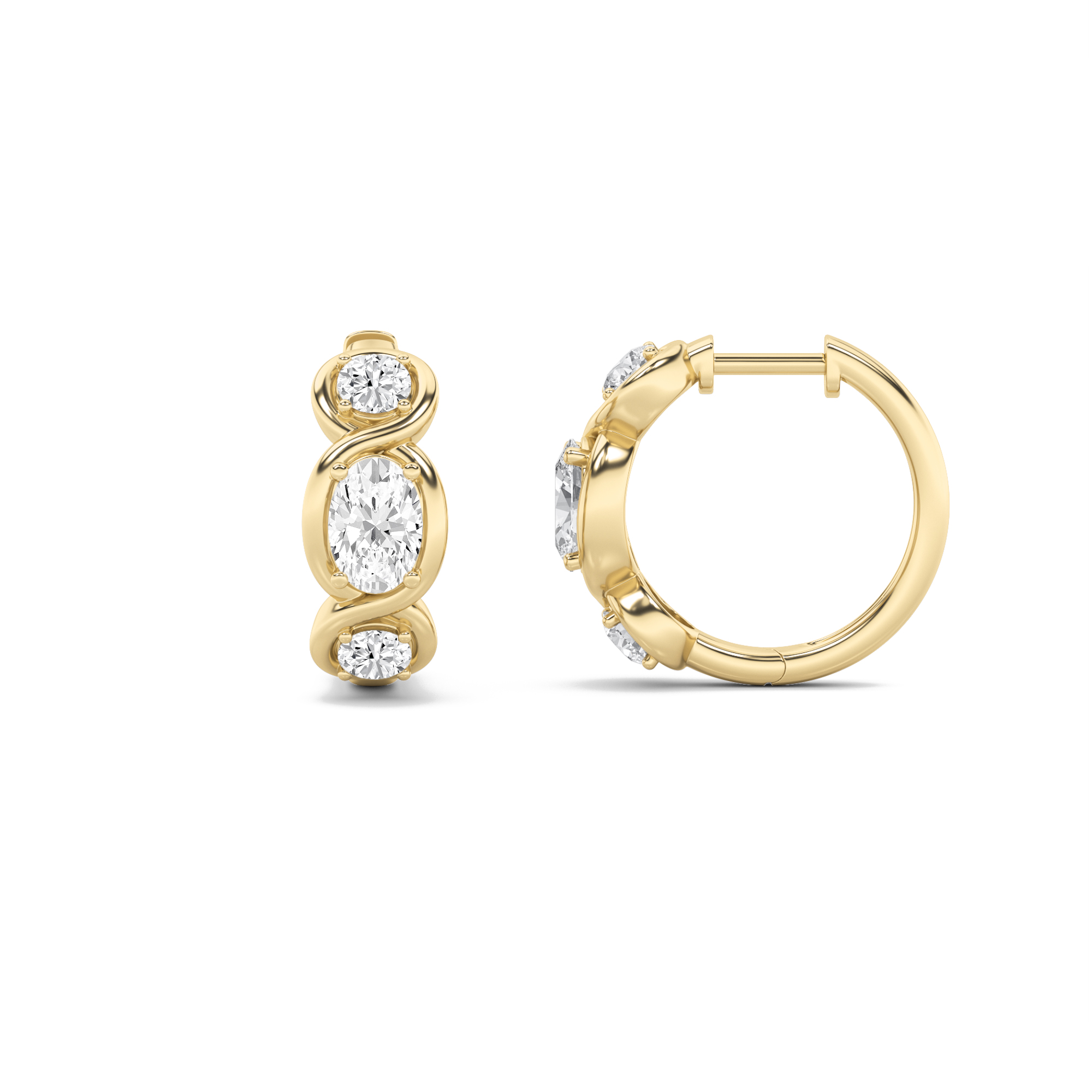2.50 CT Oval Diamond Earring in 14K Yellow Gold