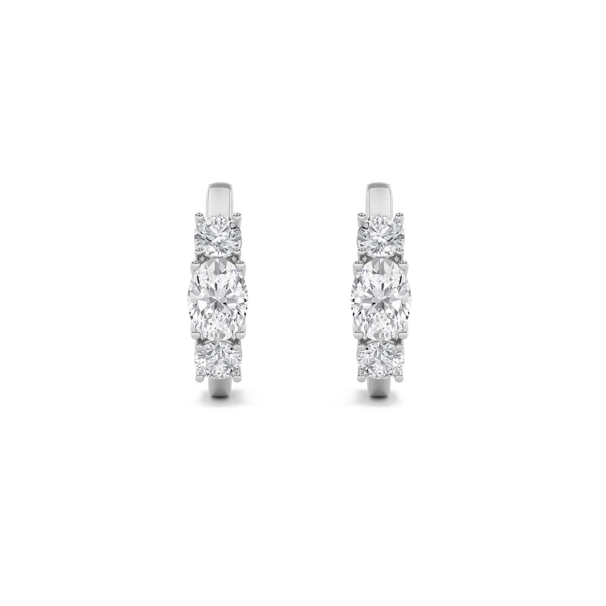 Three Stone Oval Hoop  Earring view 3
