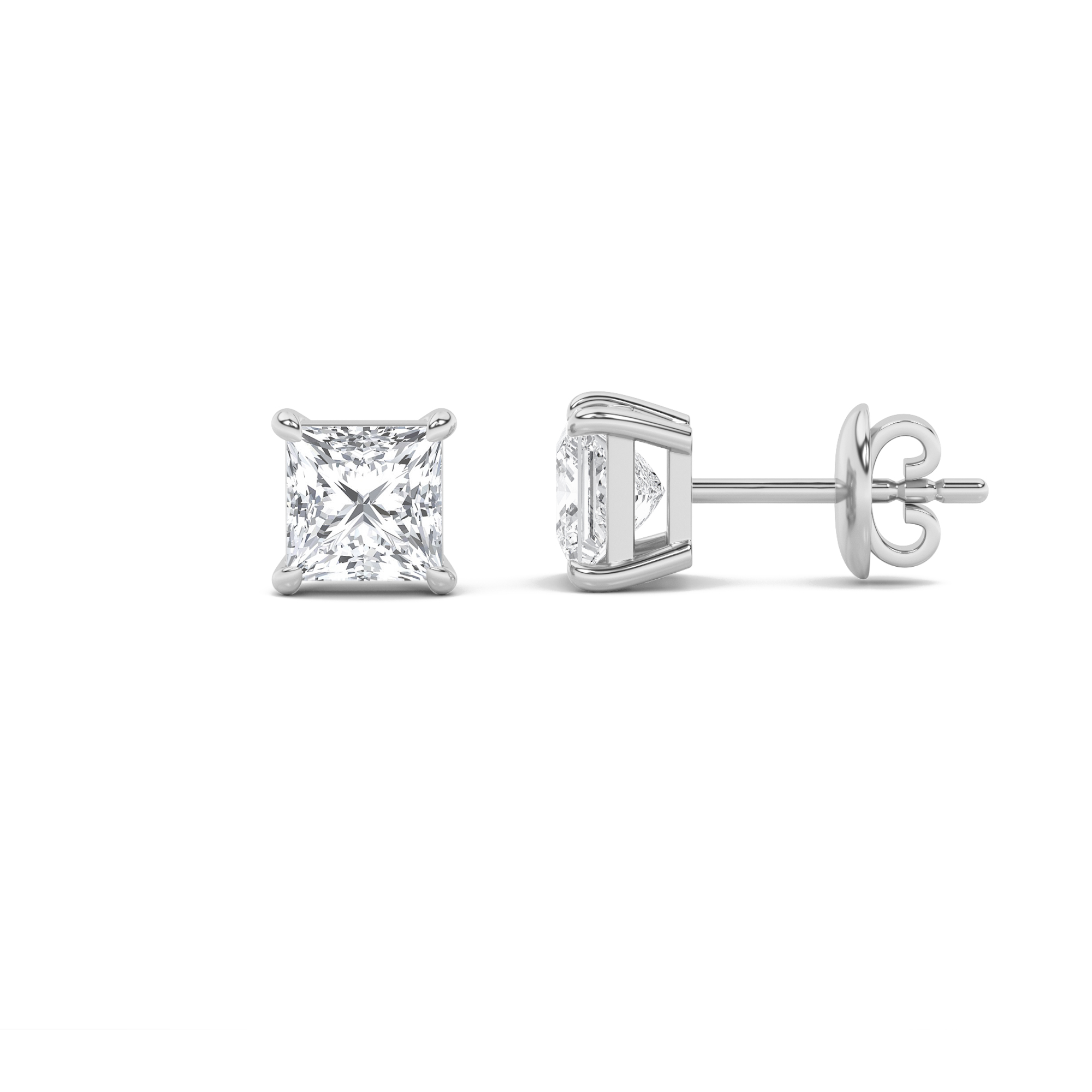 3.00 CT Princess Diamond Earring in 14K White Gold