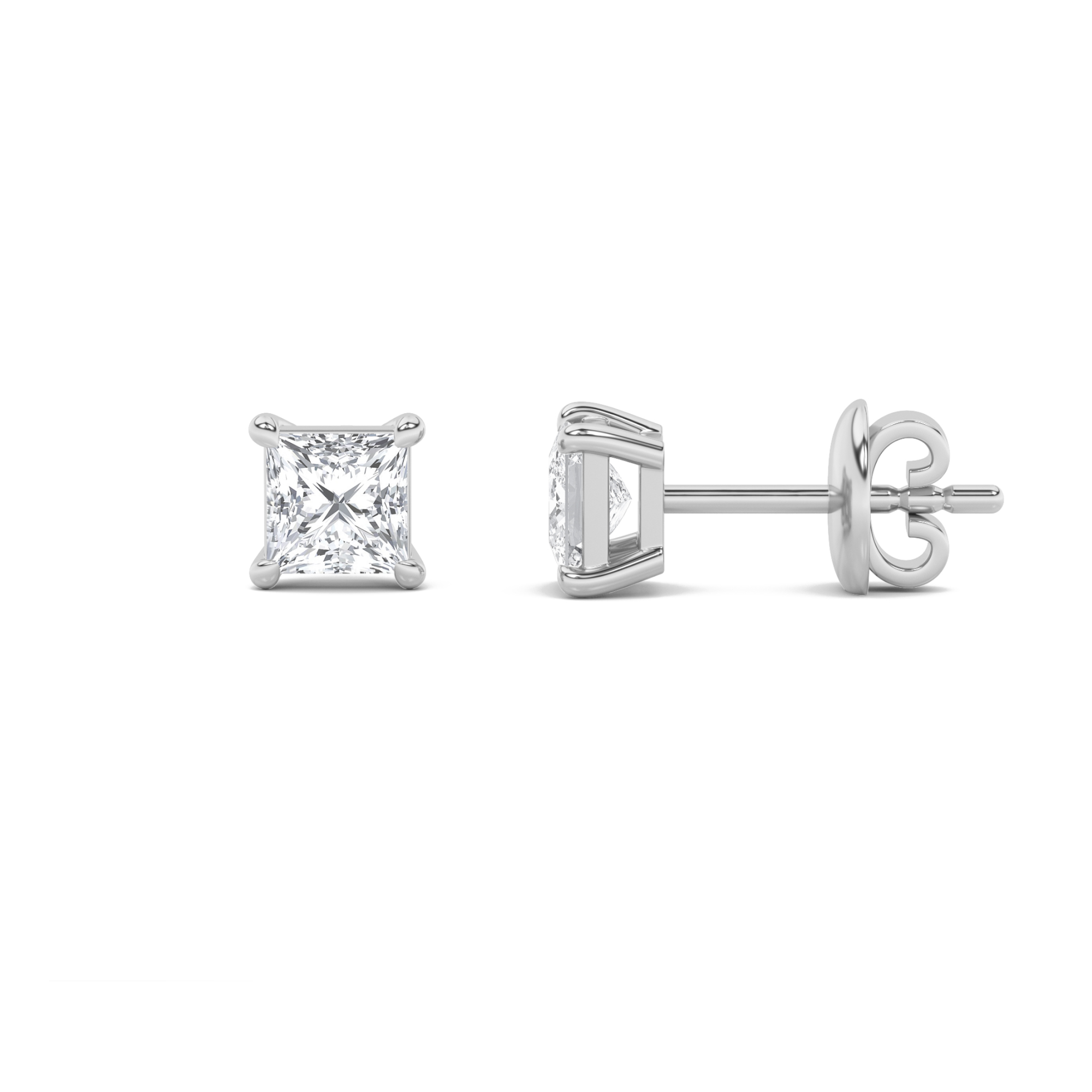 4.00 CT Princess Diamond Earring in 14K White Gold