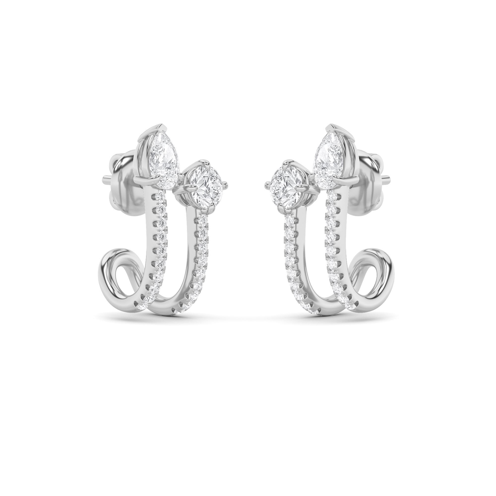 Toi et Moi Round and Pear Accented Earrings view 4