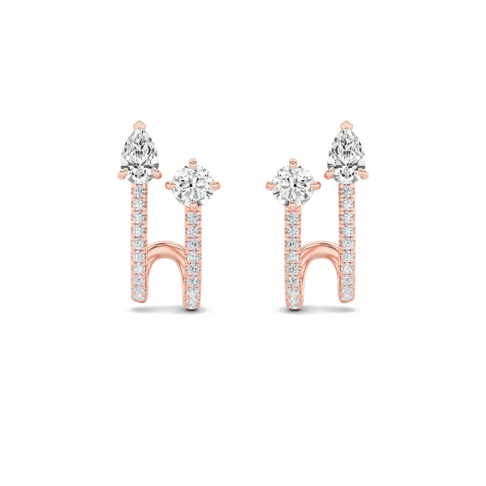Toi et Moi Round and Pear Accented Earrings view 3