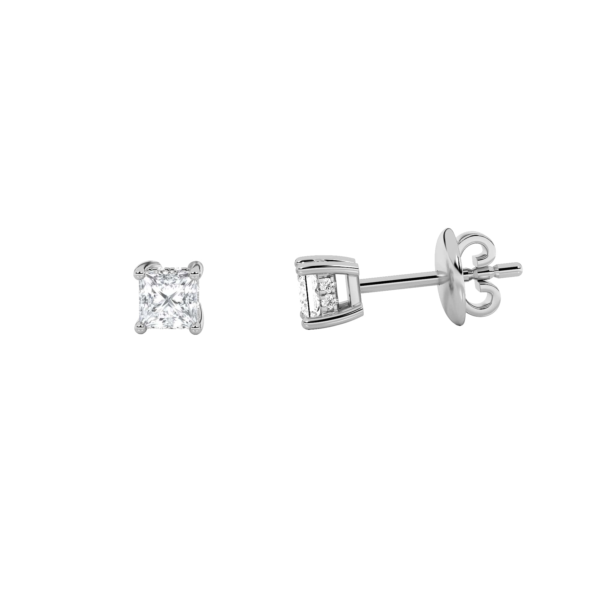 2.00 CT Princess Diamond Earring in 14K White Gold