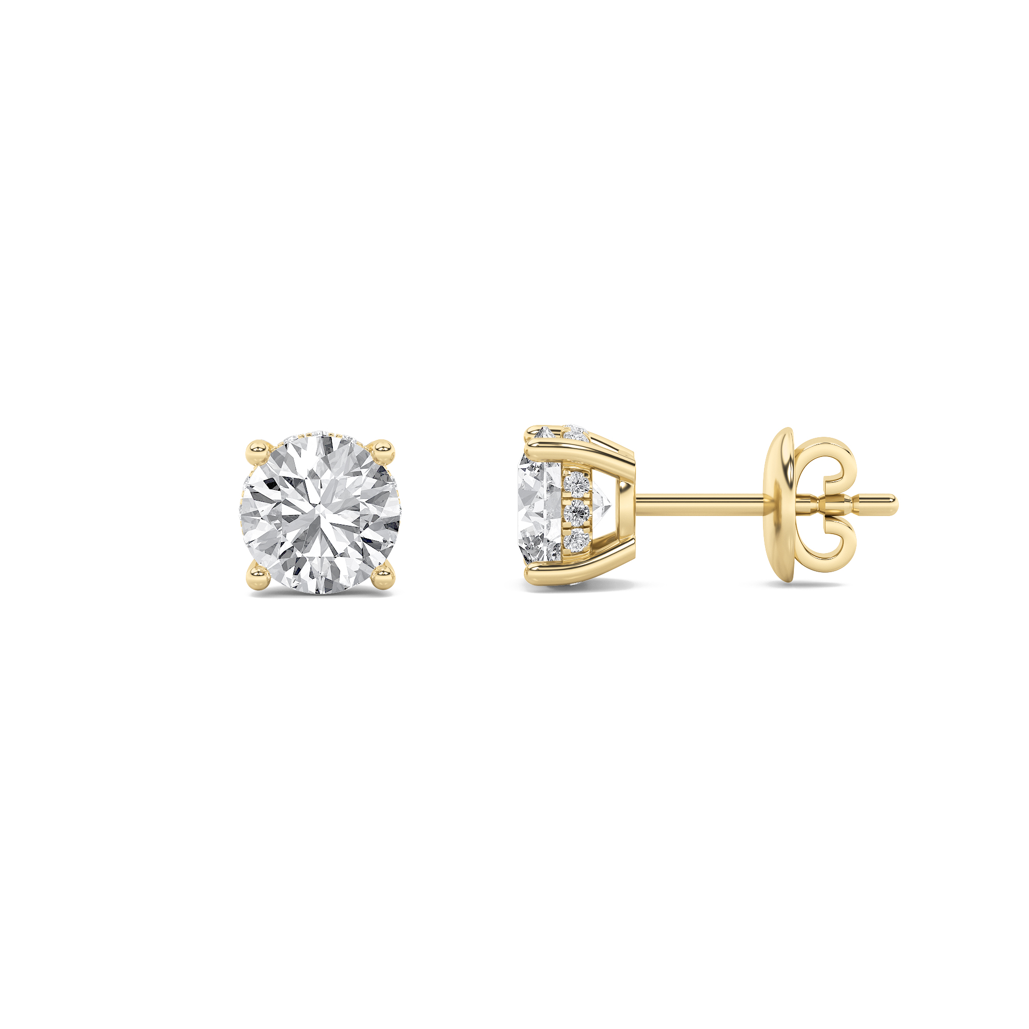 1.00 CT Round Diamond Earring in 14K Yellow Gold