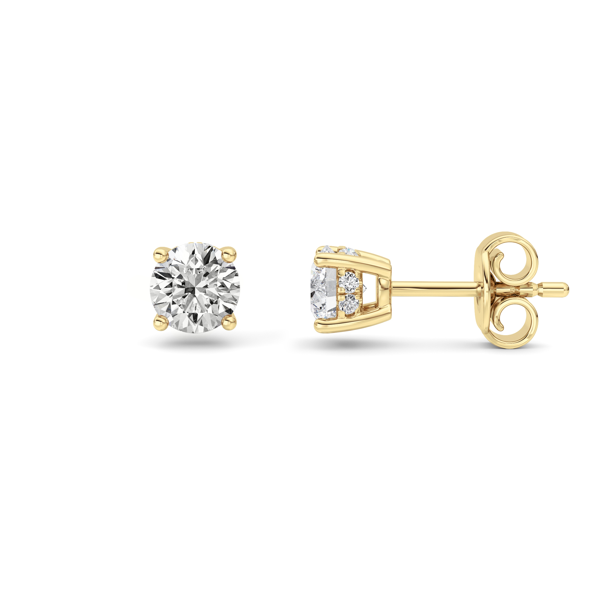 1.50 CT Round Diamond Earring in 14K Yellow Gold