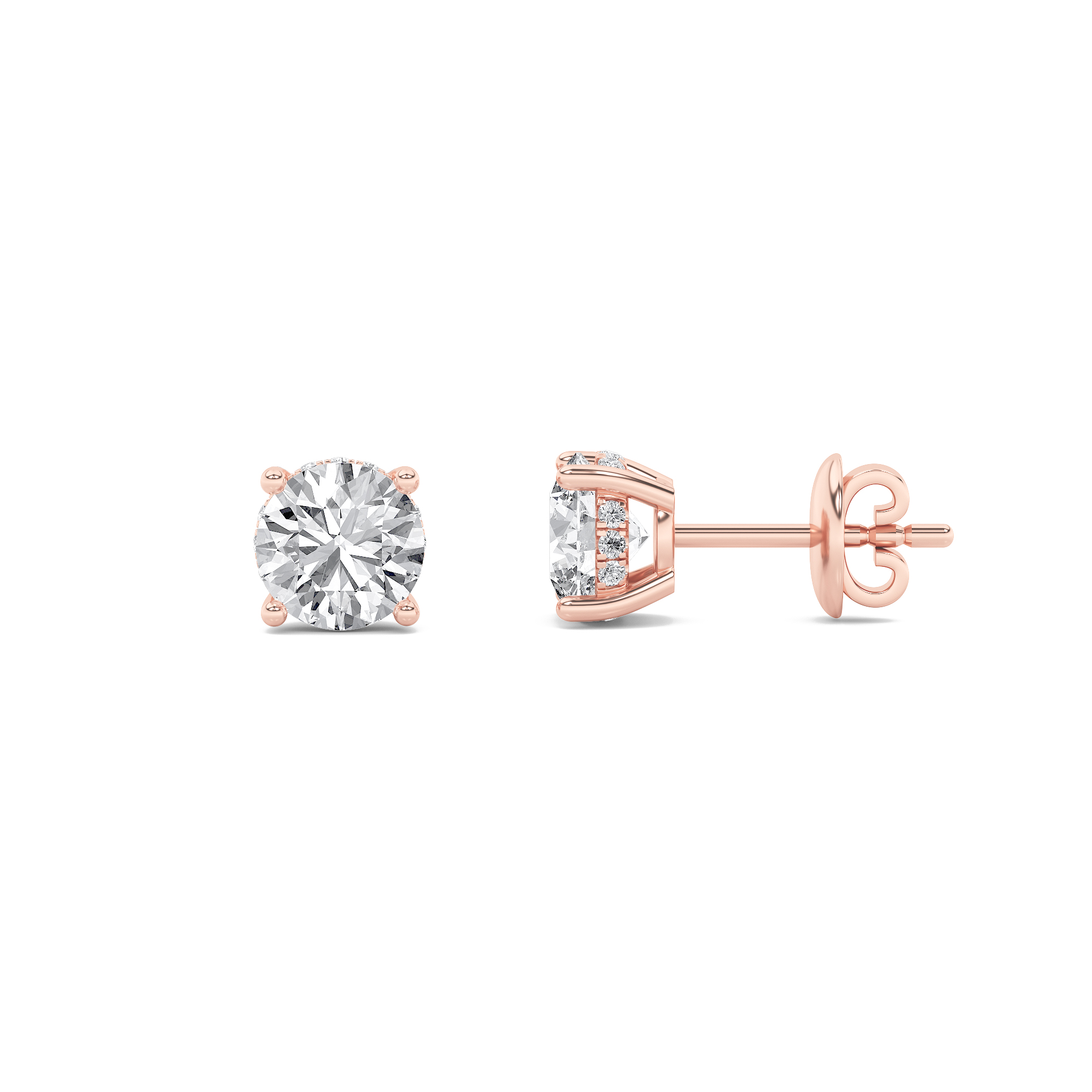 3.00 CT Round Diamond Earring in 14K Rose Gold