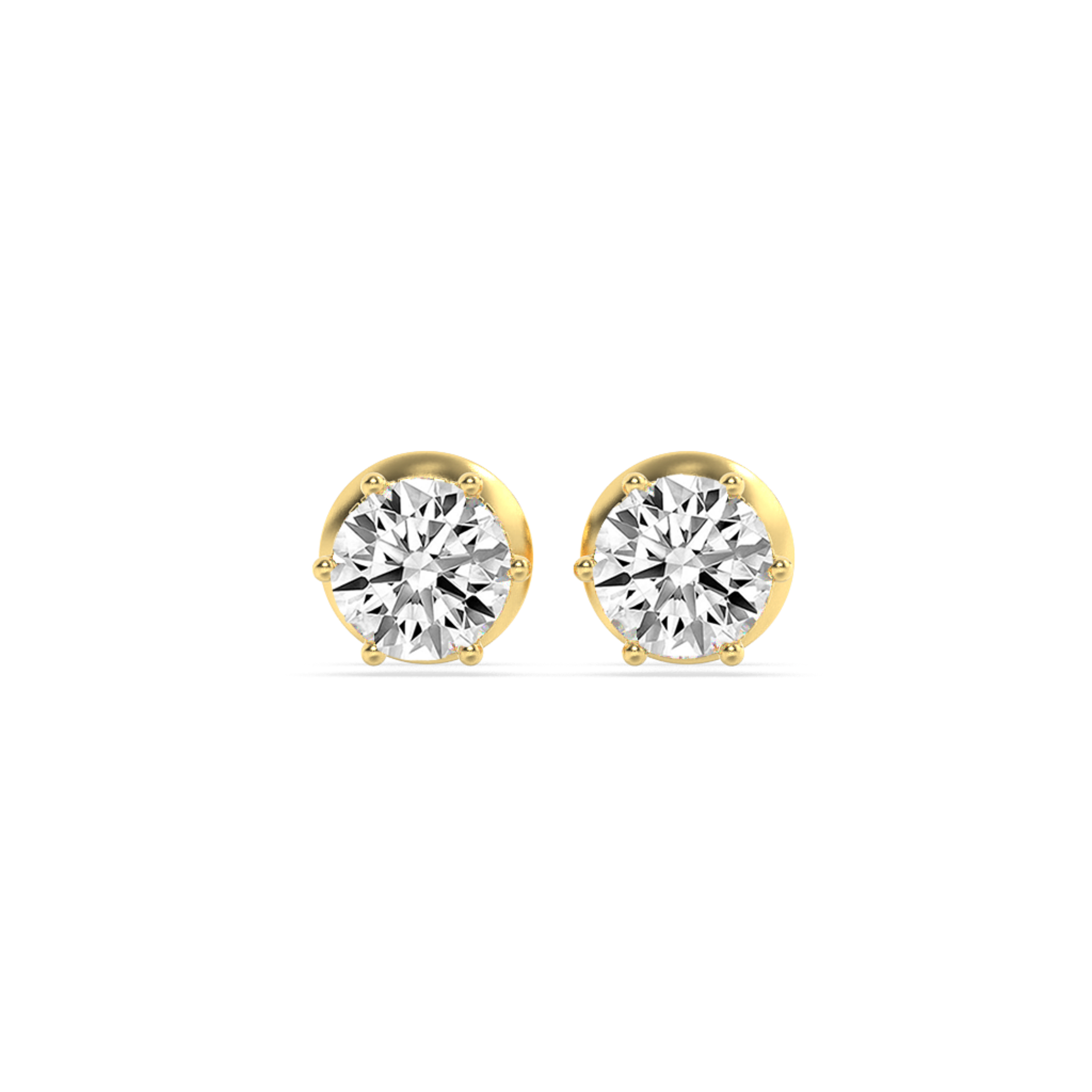 Hidden Halo Stud Earrings  with Round Shaped Lab Grown Diamond (F/VS) in 14K Gold view 4