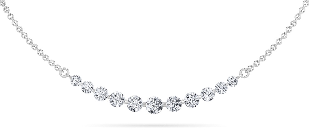 3.00 CT Round Diamond Necklace in 14K White Gold