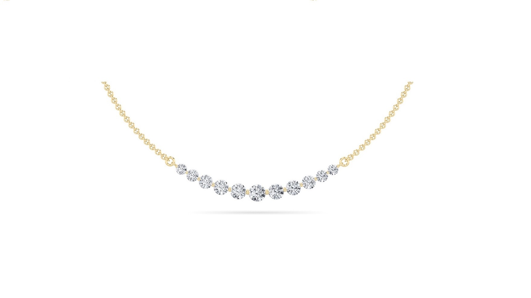 3Cttw Round Shaped Lab Grown Diamond (F/VS) Graduating half Necklace in 14K Gold
