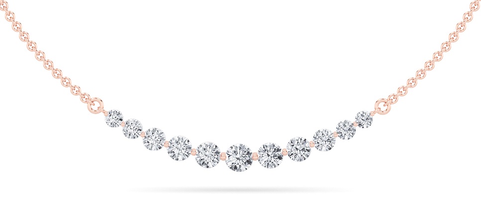 3Cttw Round Shaped Lab Grown Diamond (F/VS) Graduating half Necklace in 14K Gold