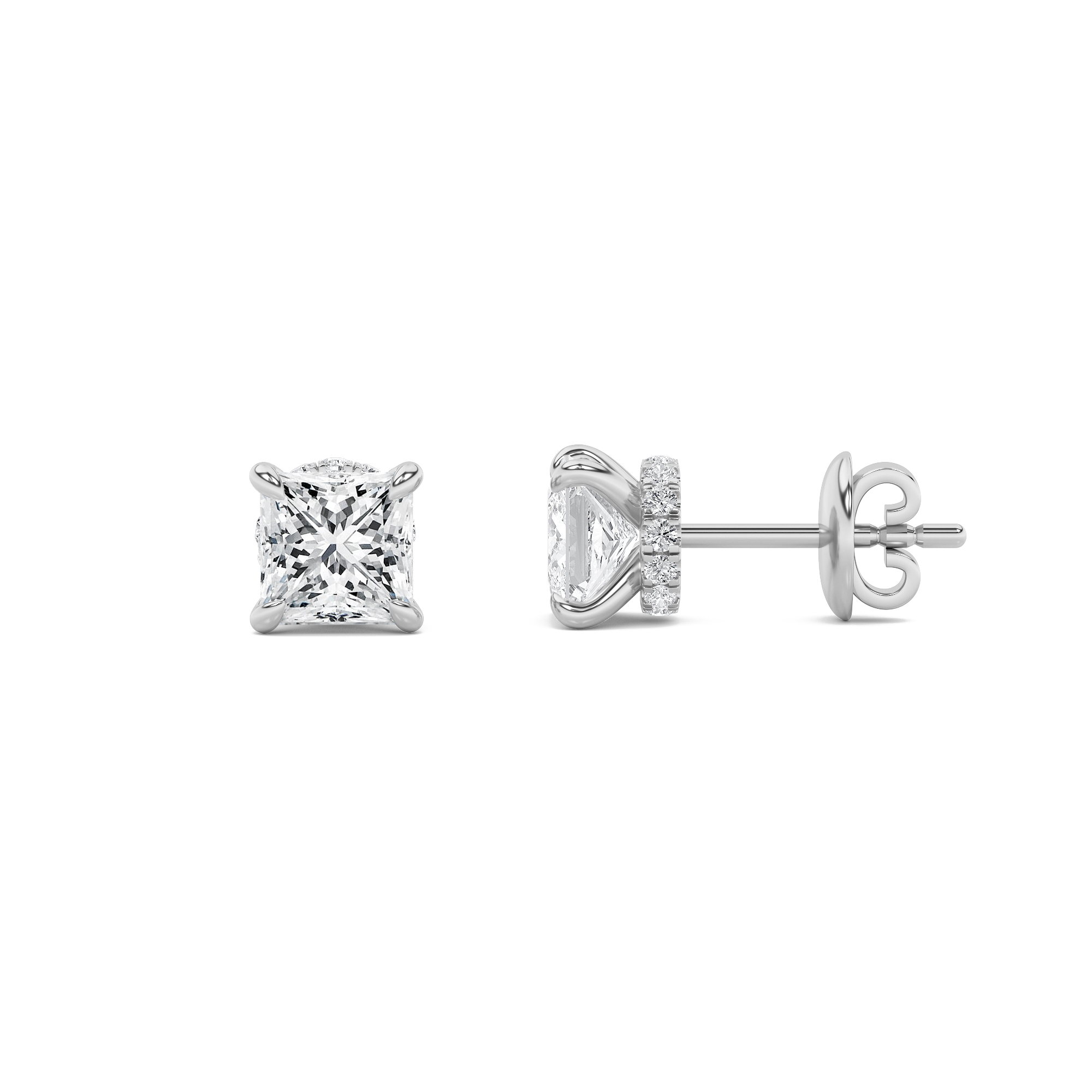 5.00 CT Princess Diamond Earring in 14K White Gold
