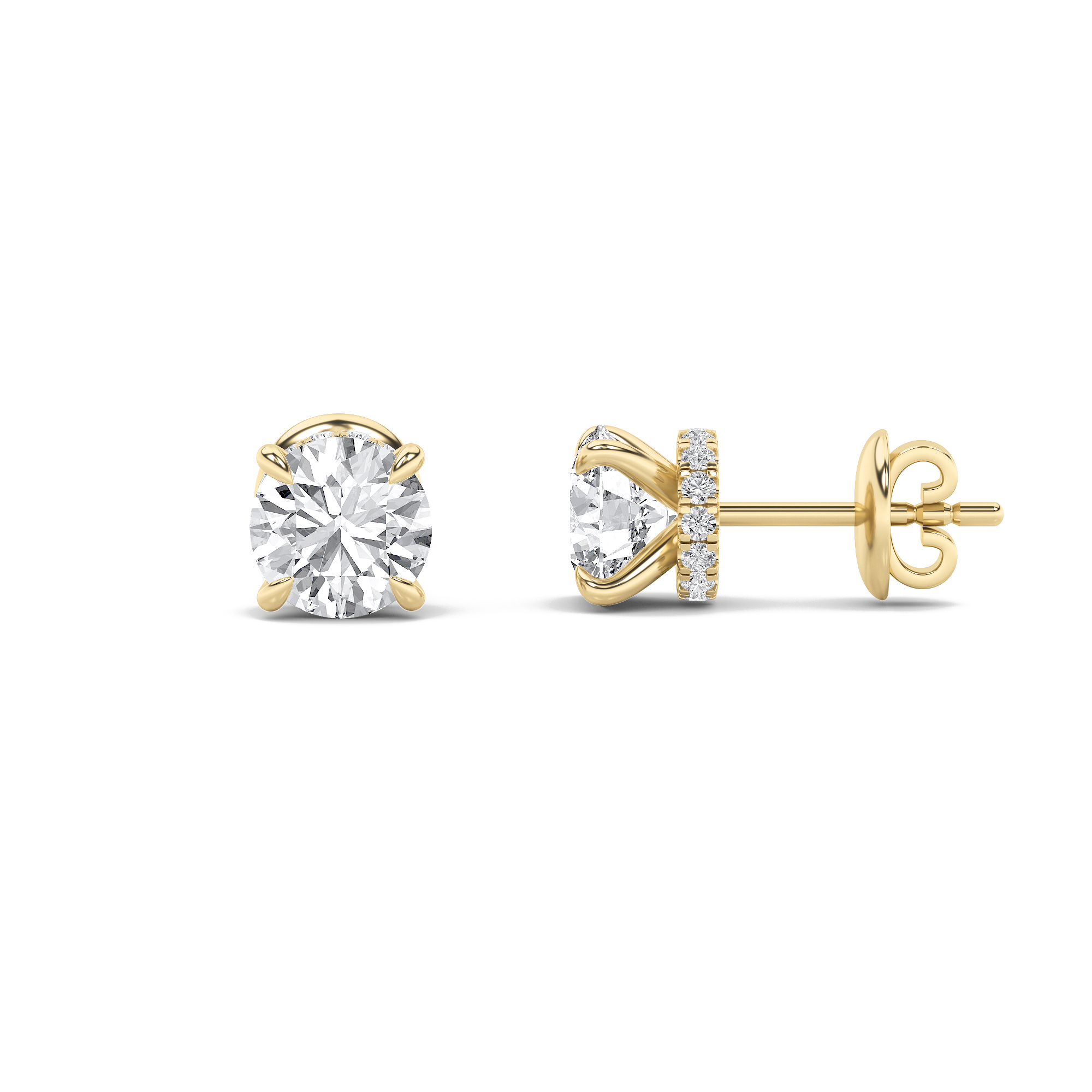2.00 CT Round Diamond Earring in 14K Yellow Gold