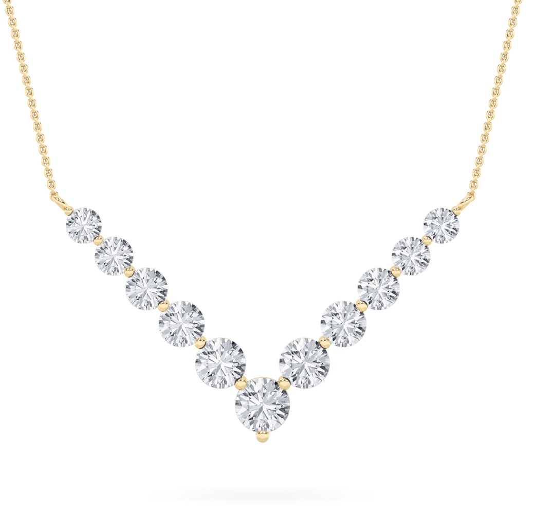 5.00 CT Round Diamond Necklace in 14K Yellow Gold