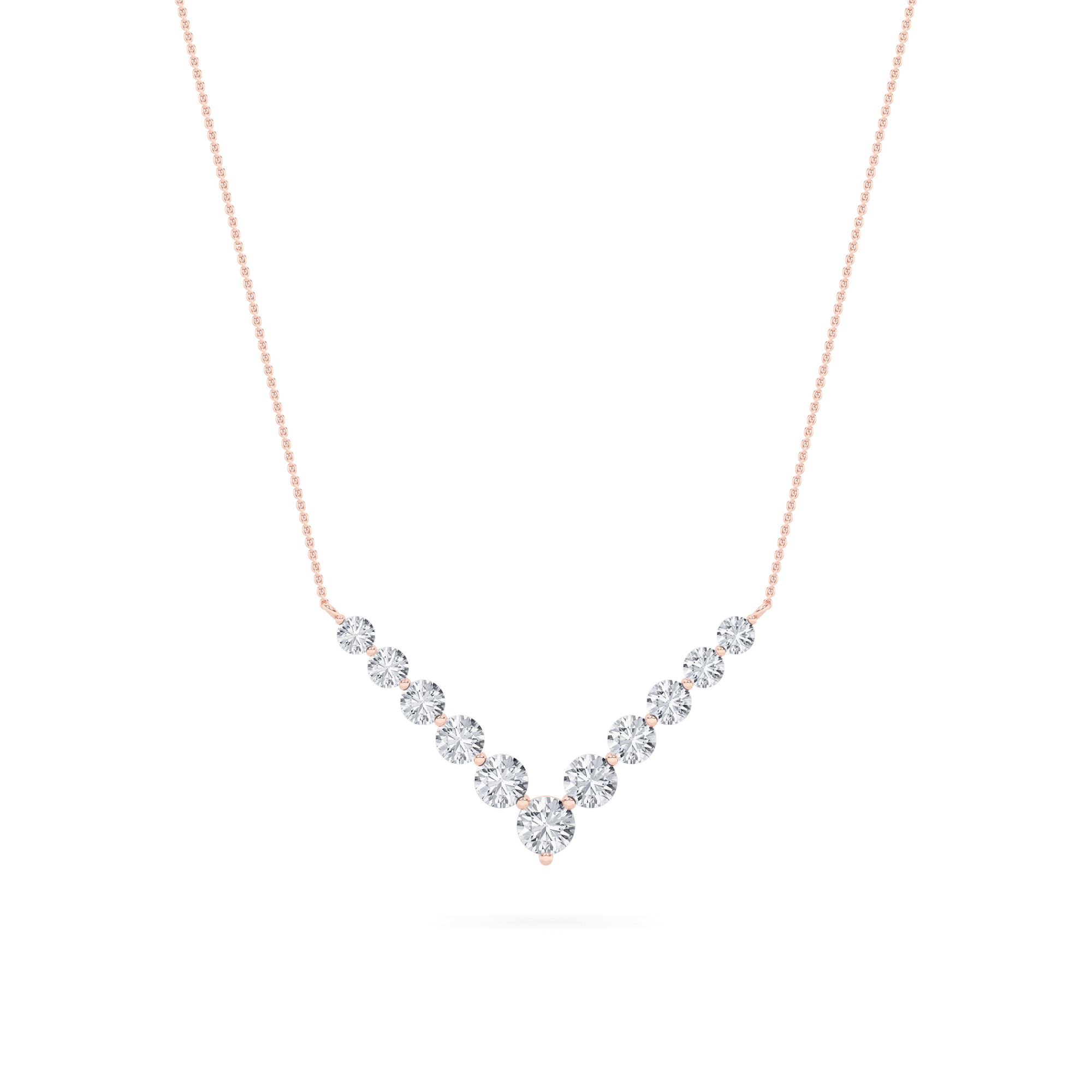 5.00 CT Round Diamond Necklace in 14K Rose Gold