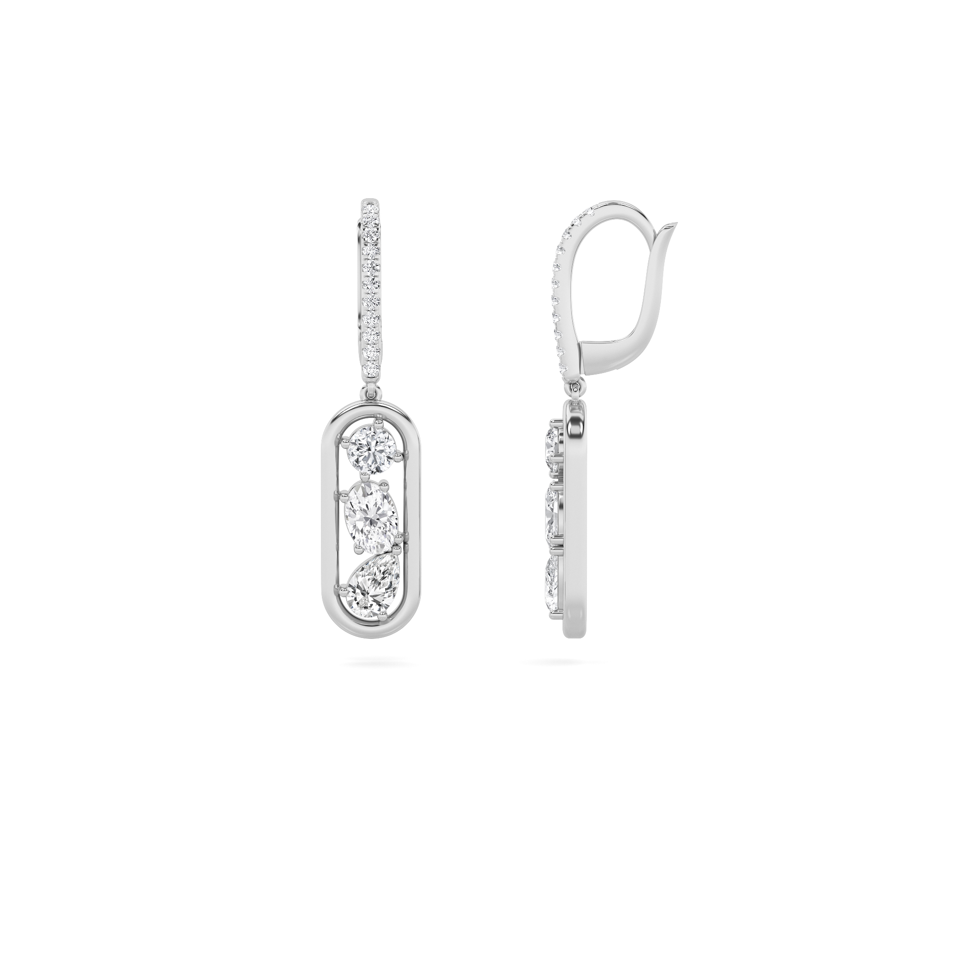 1.50 CT Oval Diamond Earring in 14K White Gold