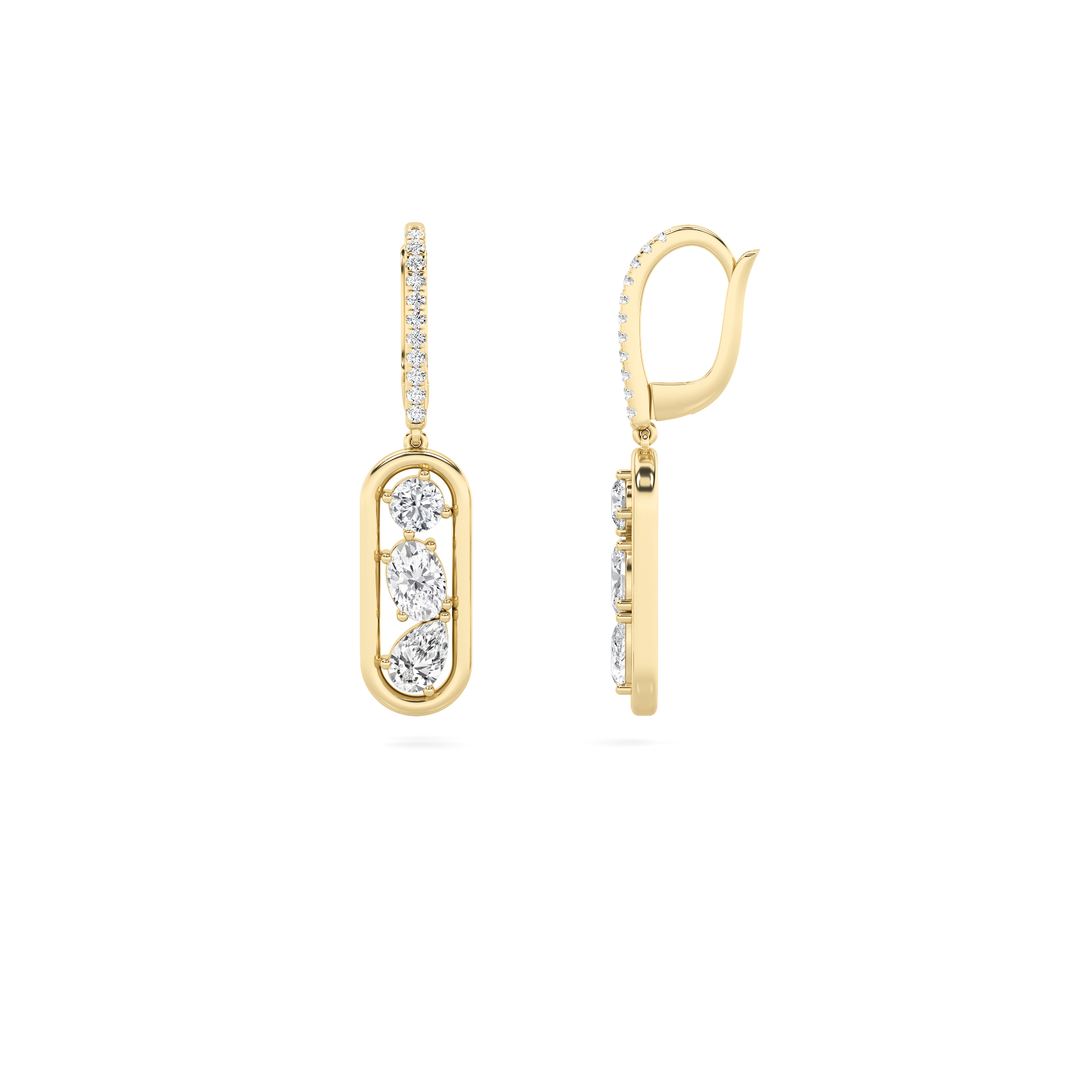 1.5Cttw Mixed Shaped Lab Grown Diamond (F/VS) Paperclip Dangle Earrings in 14K Gold