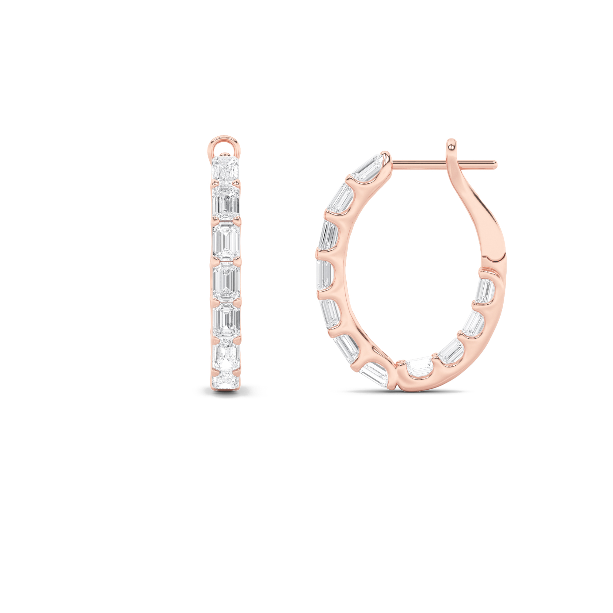 4.25 CT Emerald Diamond Earring in 14K Rose Gold