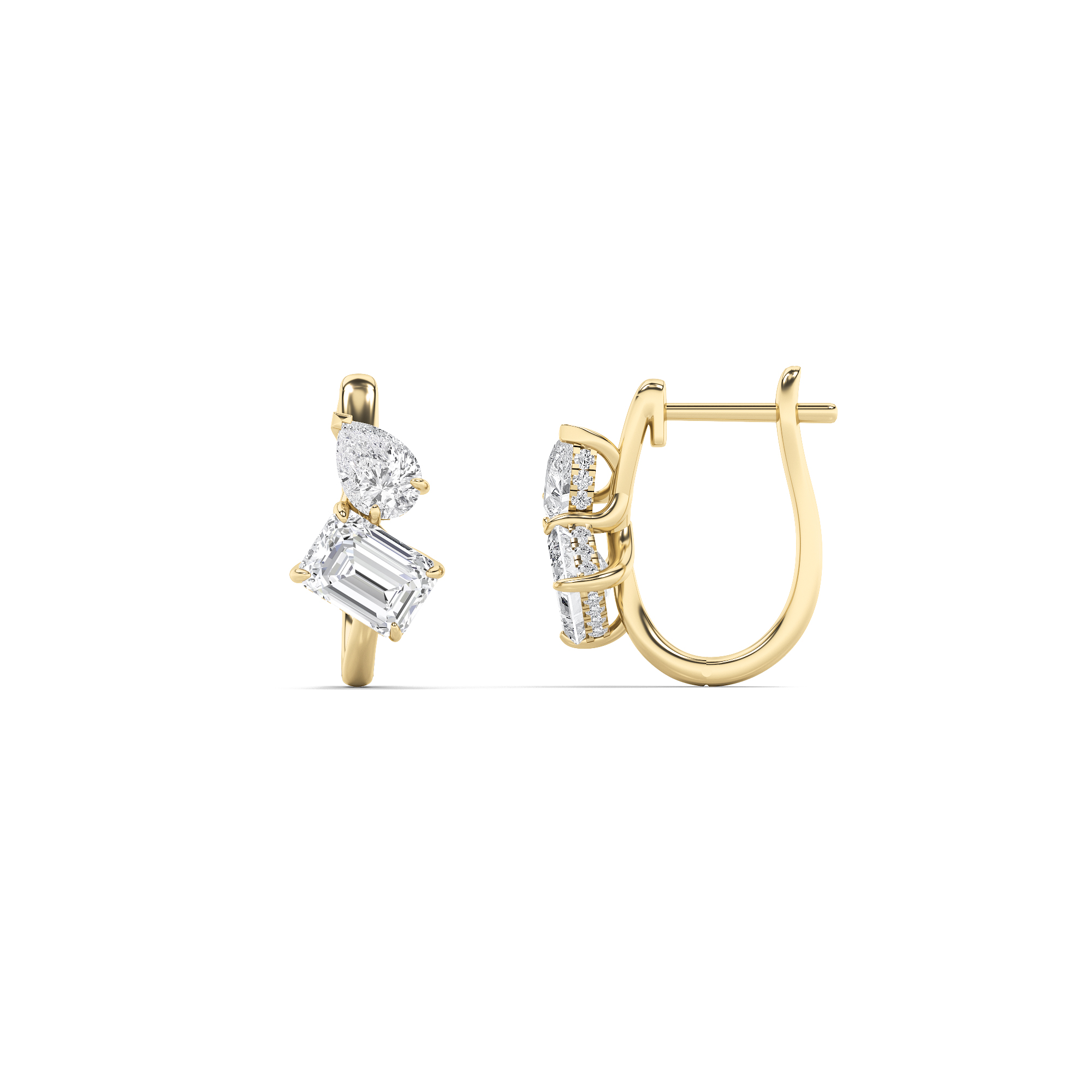 3.00 CT Emerald Diamond Earring in 14K Yellow Gold