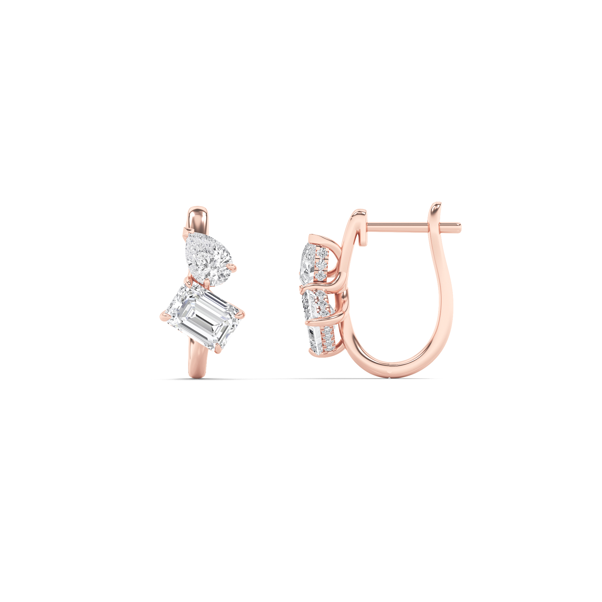 3.00 CT Emerald Diamond Earring in 14K Rose Gold