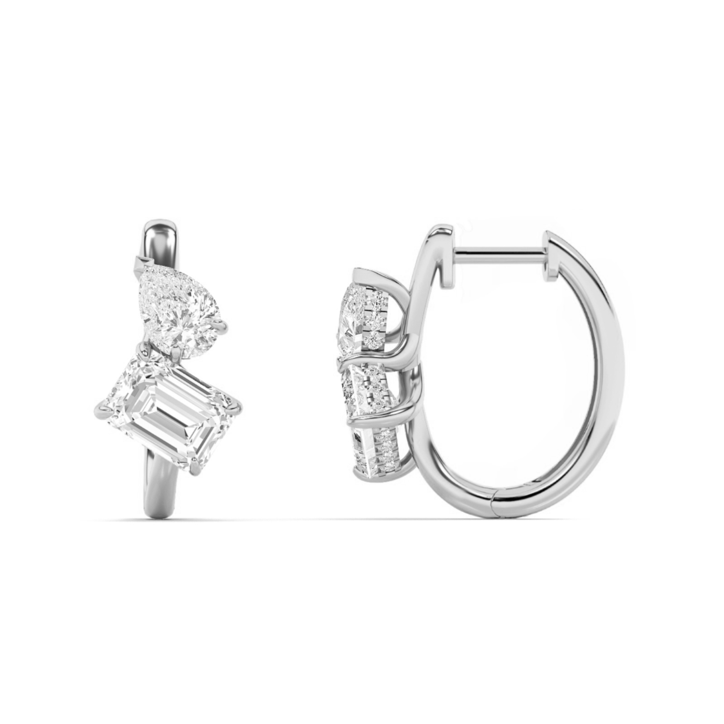 3.00 CT Emerald Diamond Earring in 14K White Gold