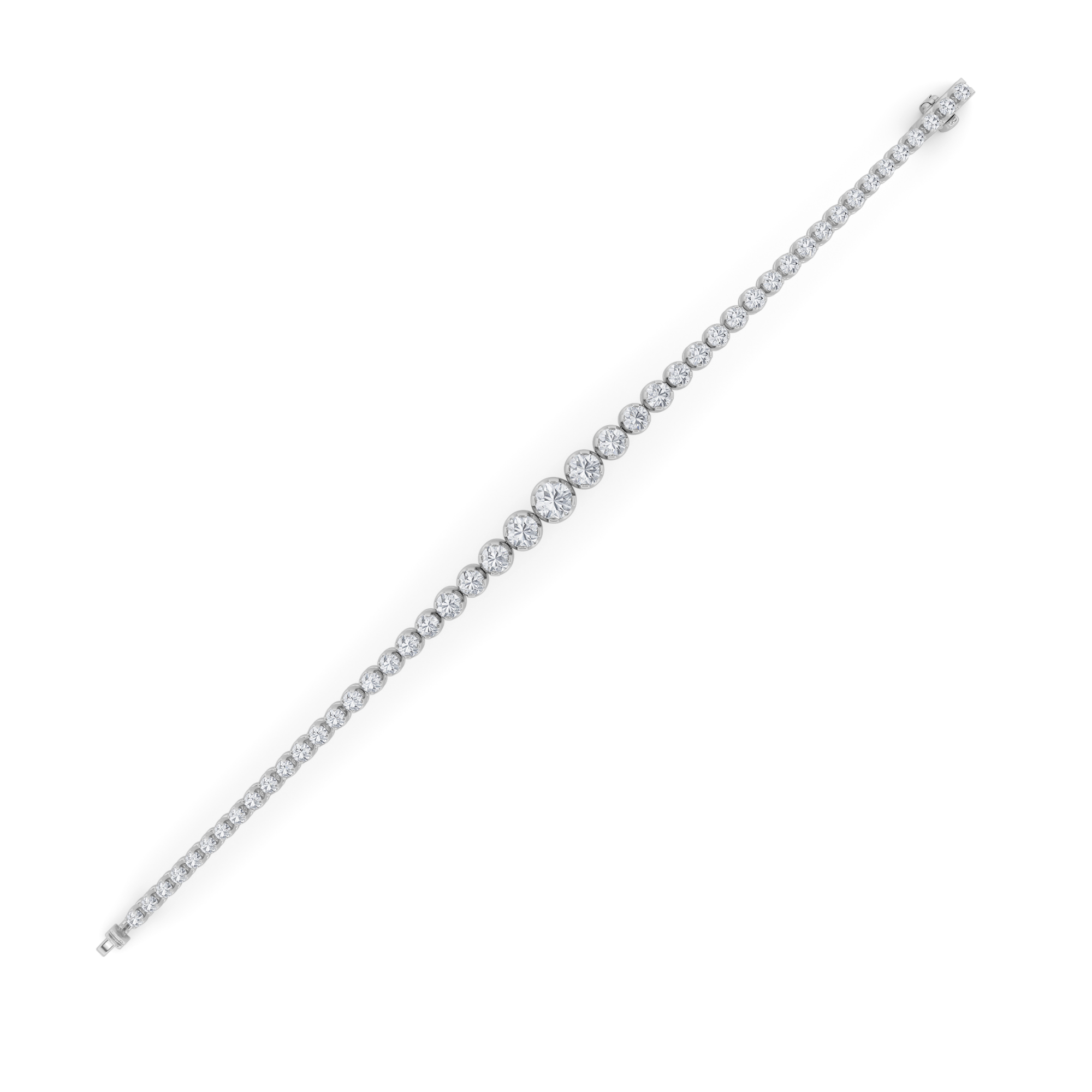 Graduating Tennis Bracelet  with Round Shaped Lab Grown Diamond (F/VS) in 14K Gold view 5