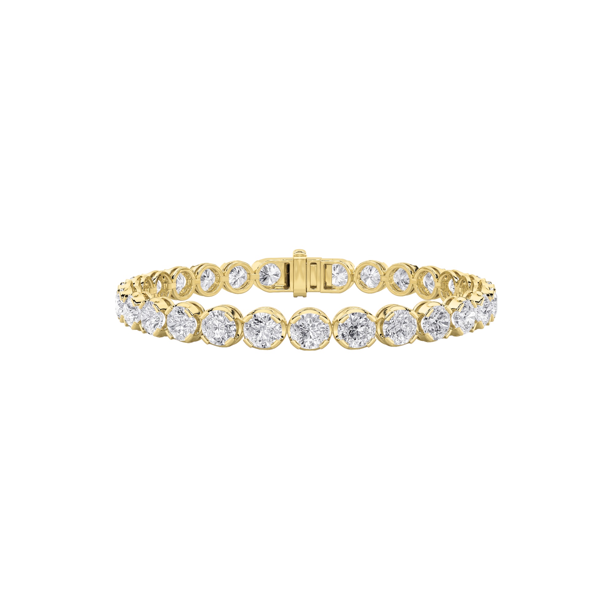 12Cttw Round Shaped Lab Grown Diamond (F/VS) Bracelet in 14K Gold