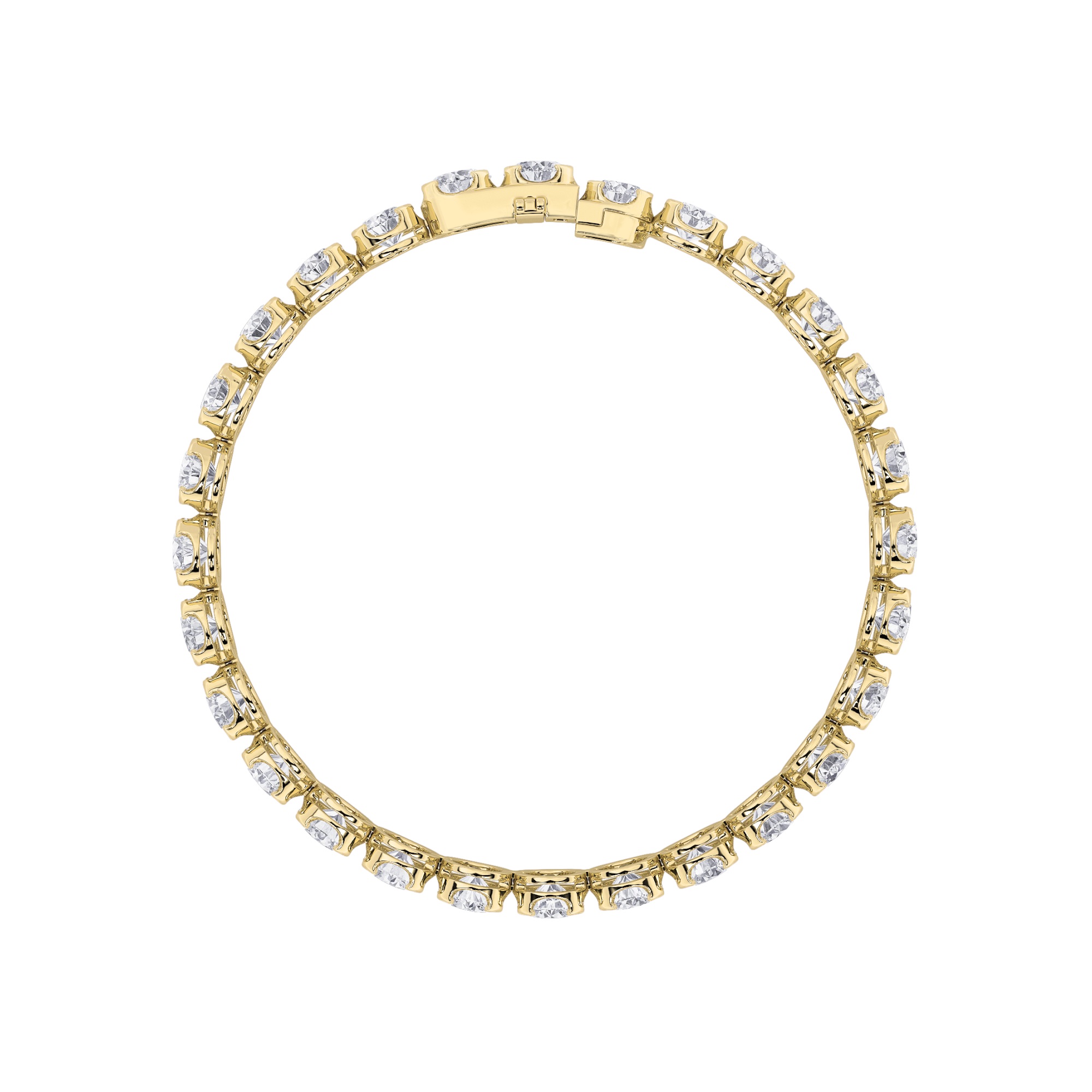 Tennis Bracelet  with Emerald Shaped Lab Grown Diamond (F/VS) in 14K Gold view 4