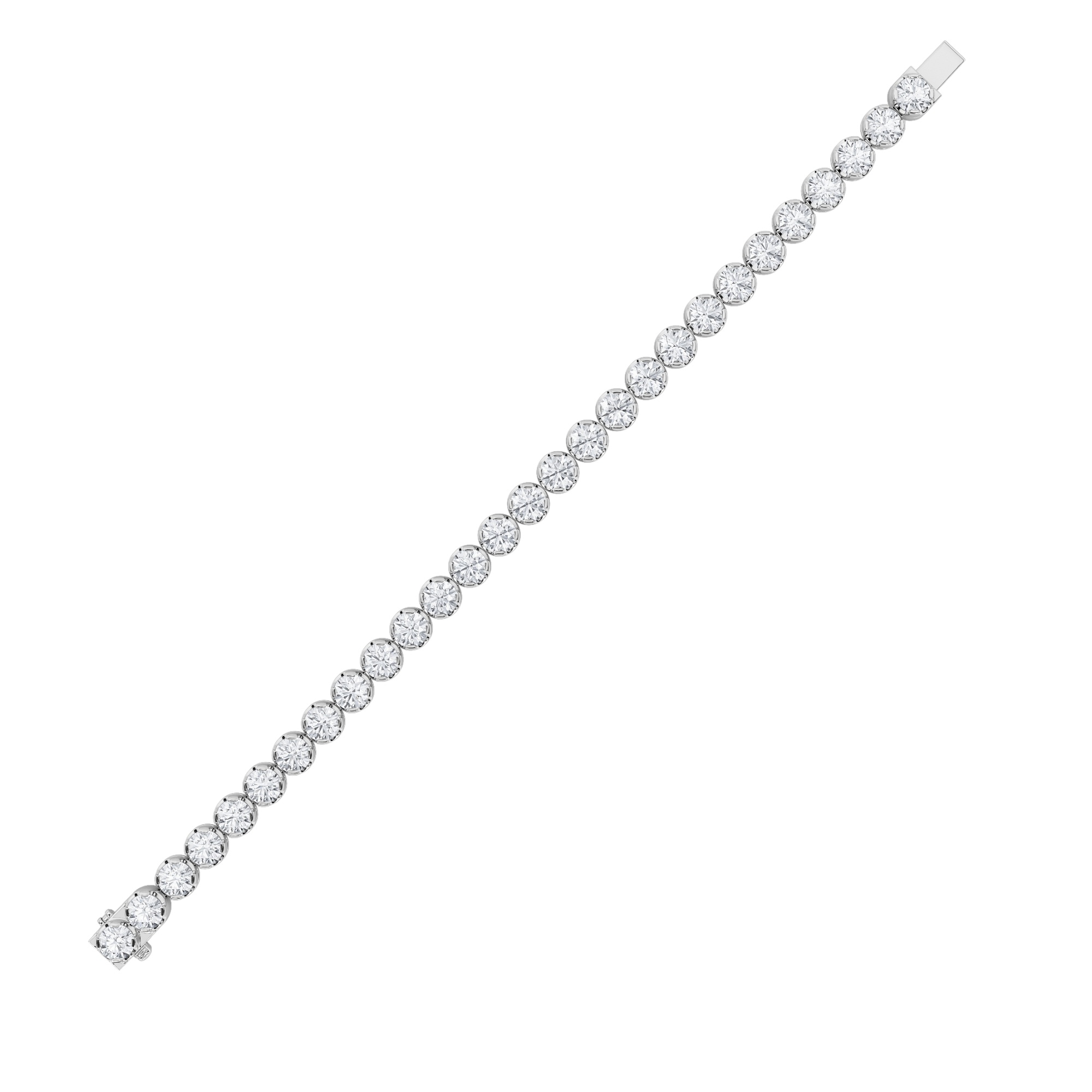 Tennis Bracelet  with Emerald Shaped Lab Grown Diamond (F/VS) in 14K Gold view 5