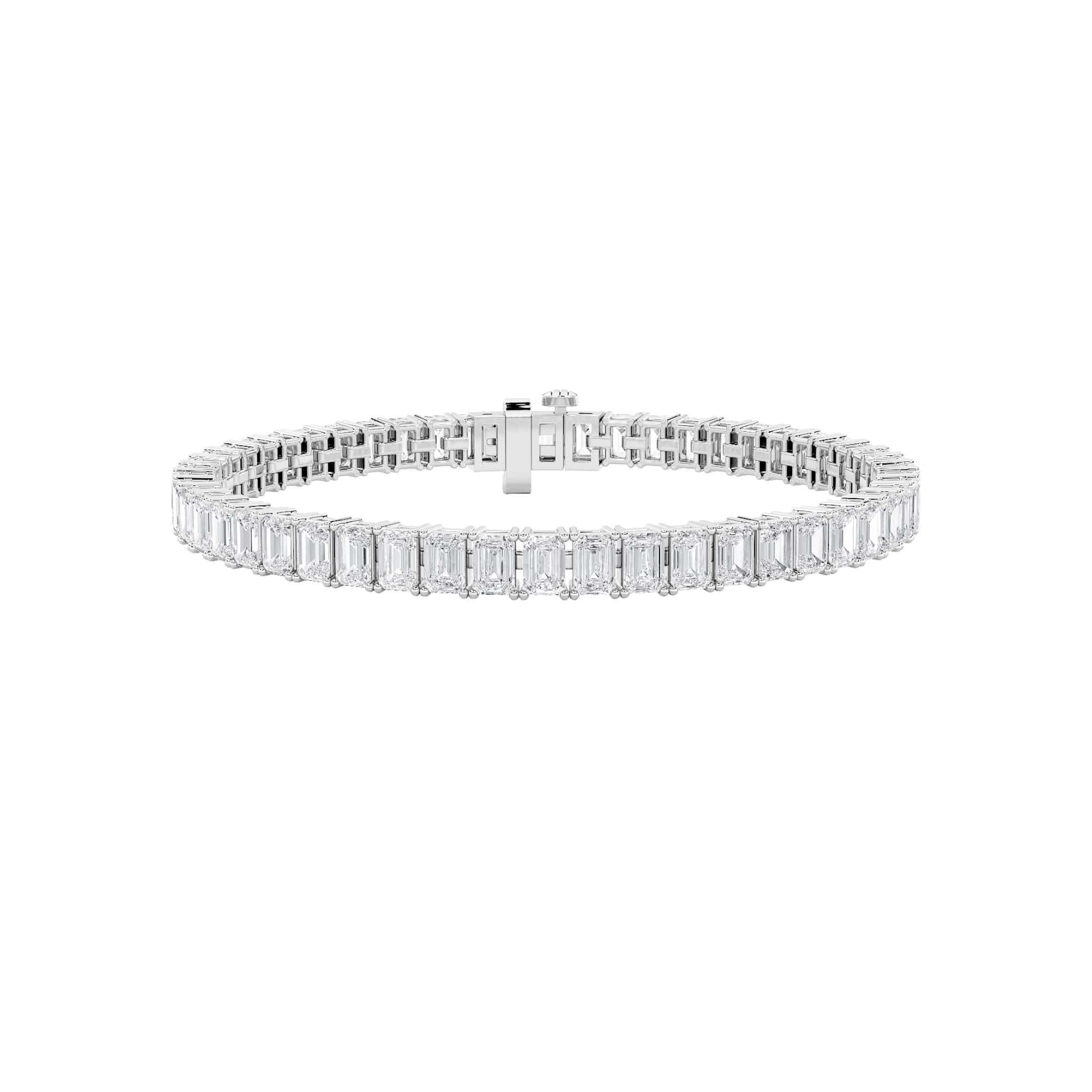 10.00 CT Emerald Diamond Bracelet in 14K White Gold