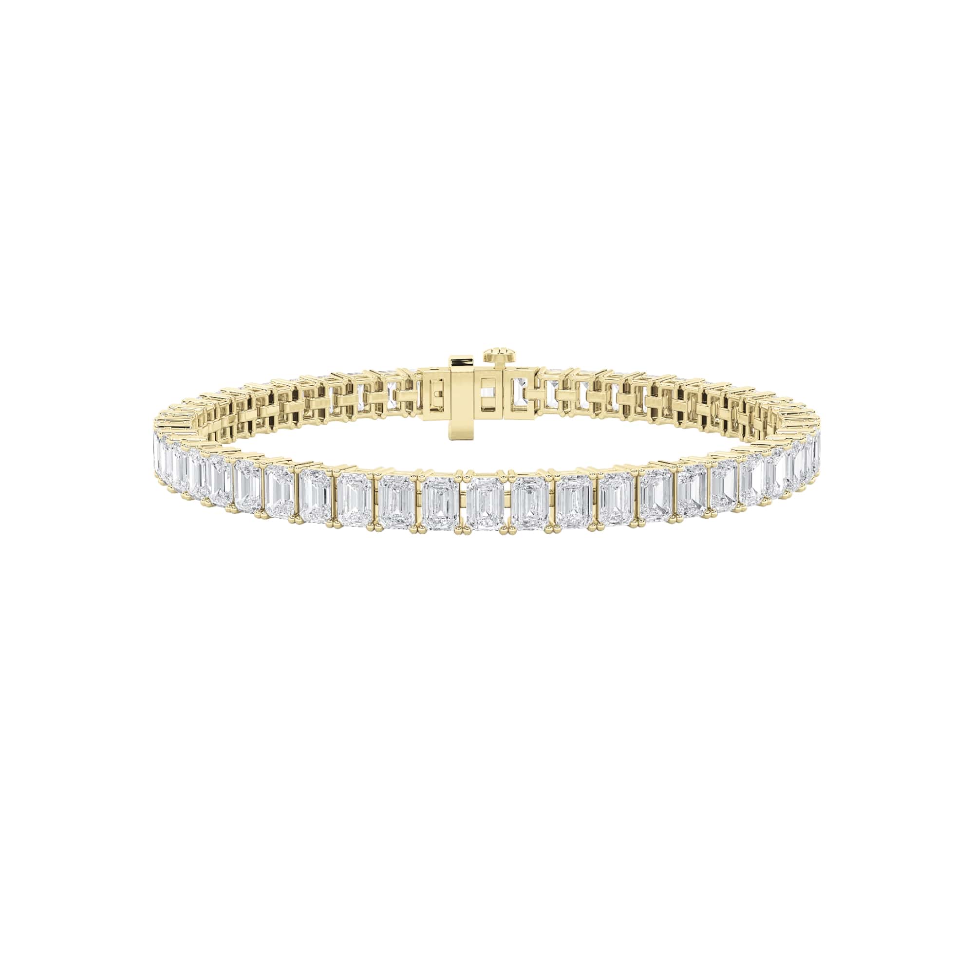 10.00 CT Emerald Diamond Bracelet in 14K Yellow Gold