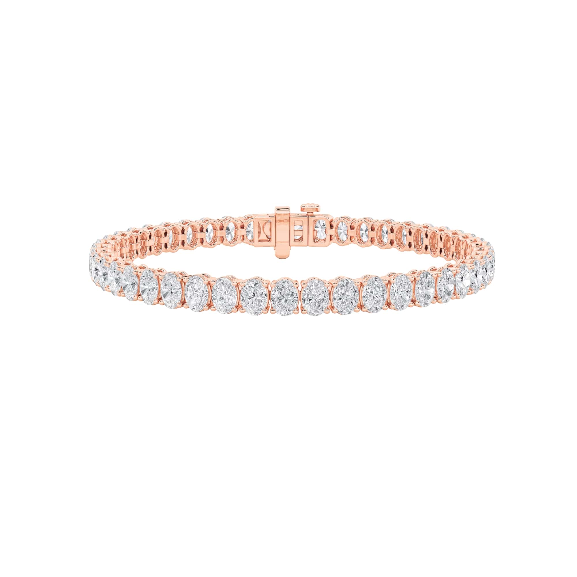 12.5Cttw Oval Shaped Lab Grown Diamond (F/VS) East West Line Bracelet in 14K Gold