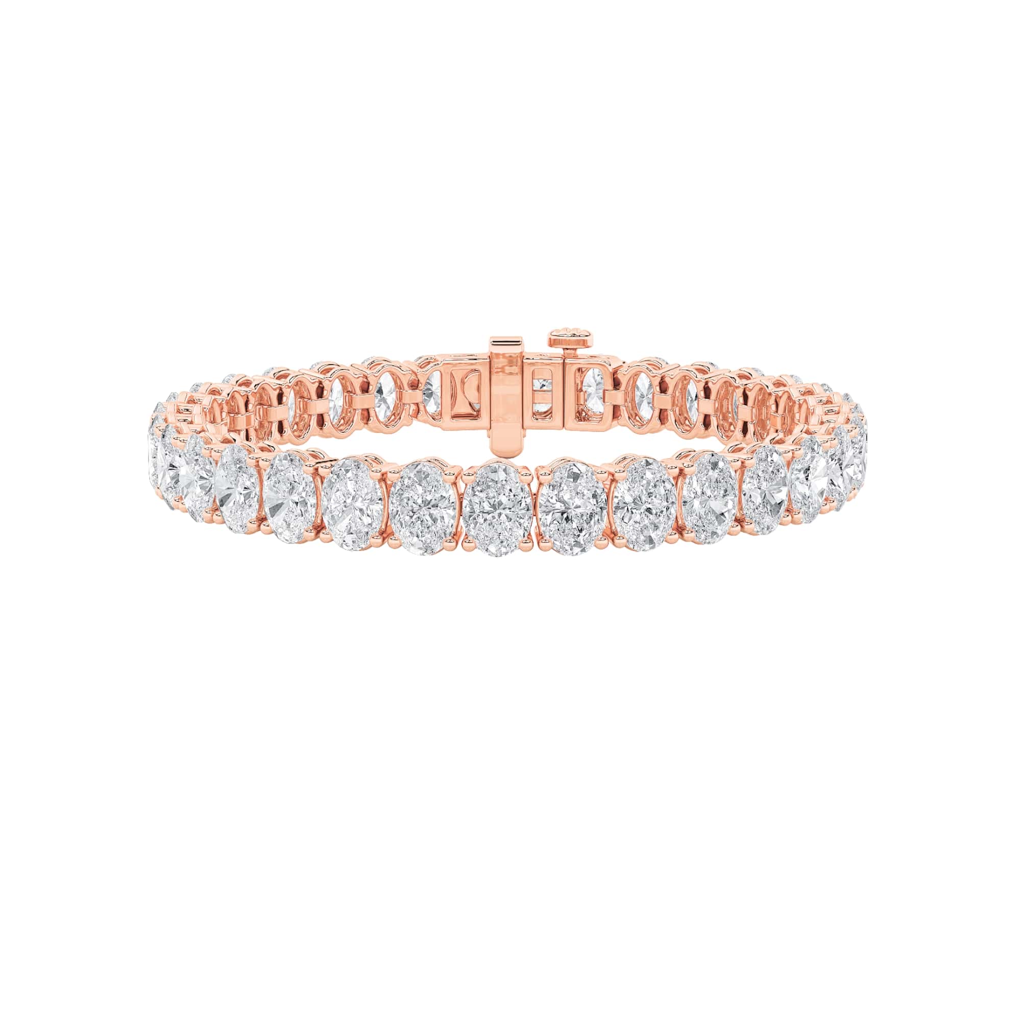 24Cttw Oval Shaped Lab Grown Diamond (G/VS) East West Line Bracelet in 14K Gold