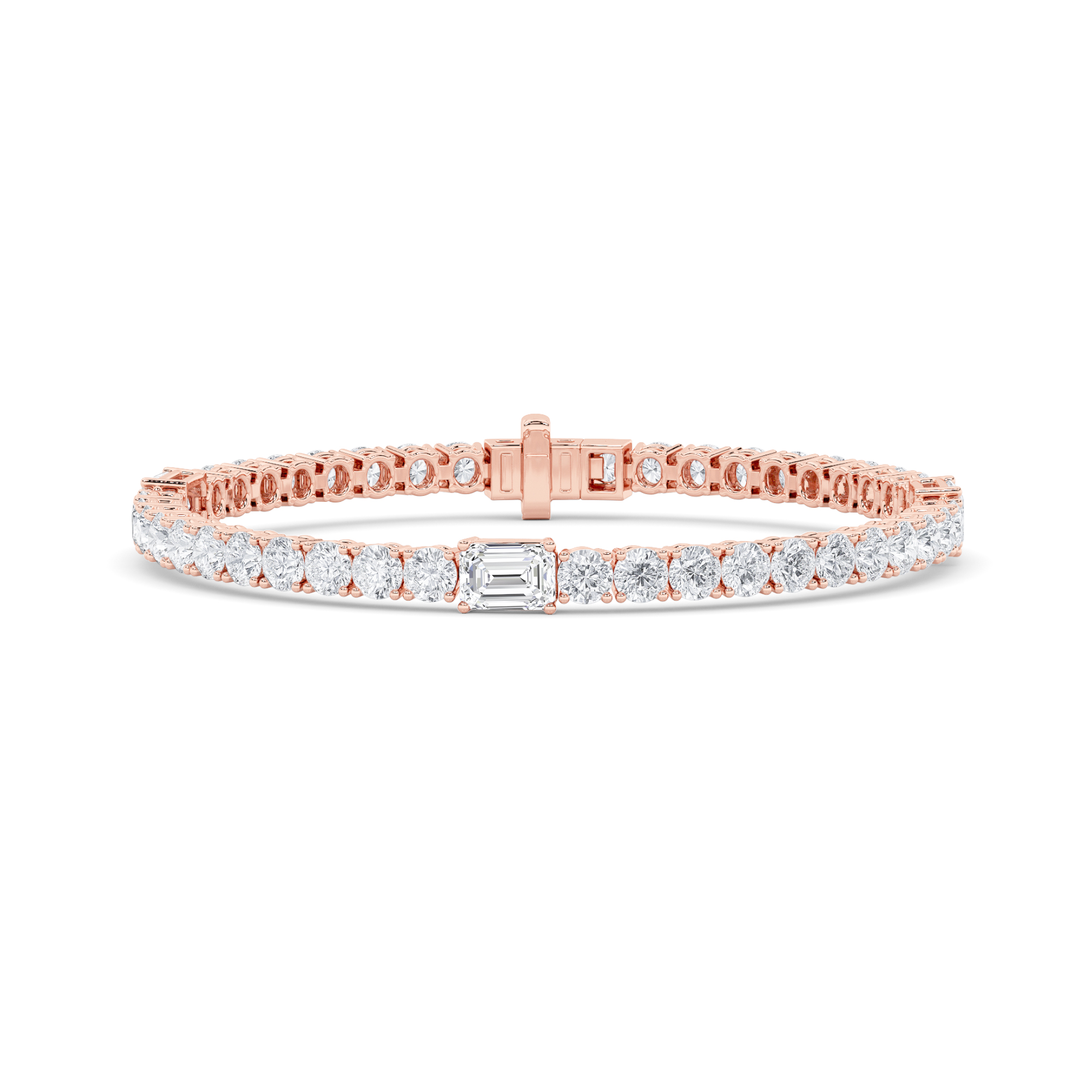 10.00 CT Emerald Diamond Bracelet in 14K Rose Gold