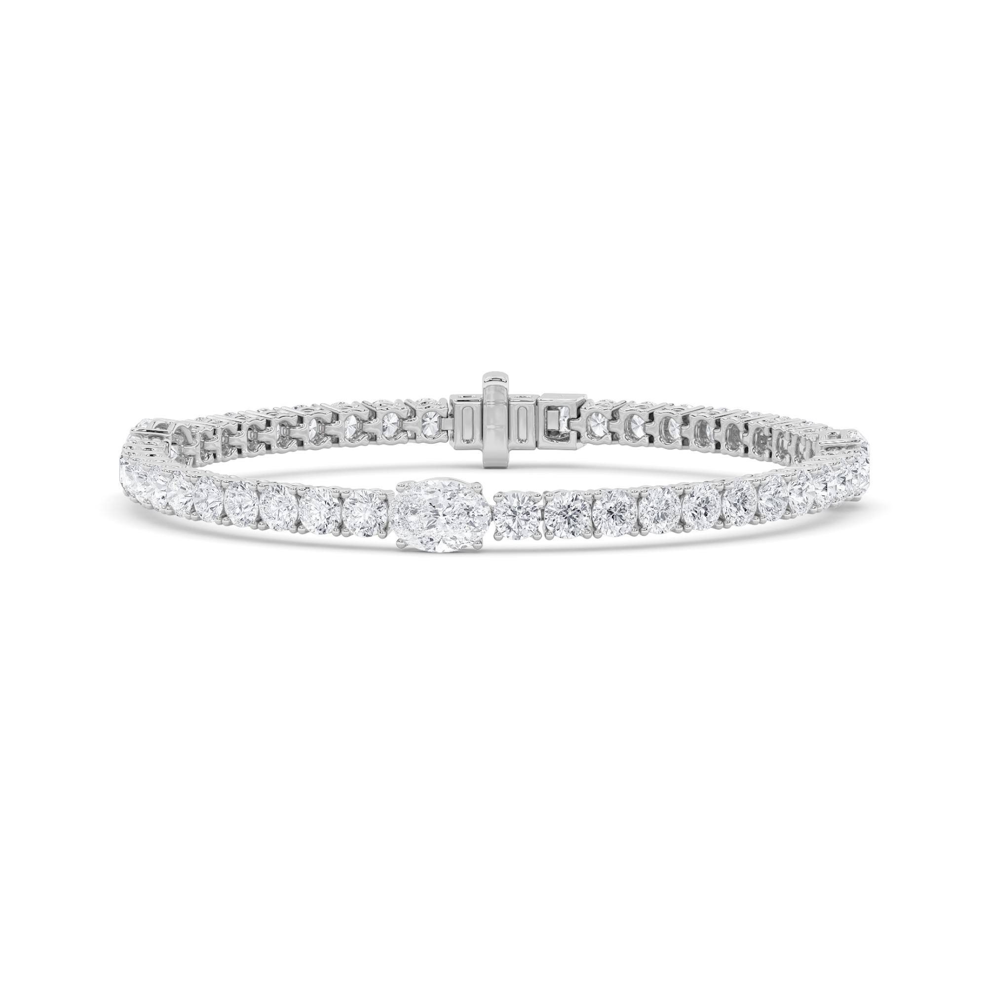 10.00 CT Oval Diamond Bracelet in 14K White Gold