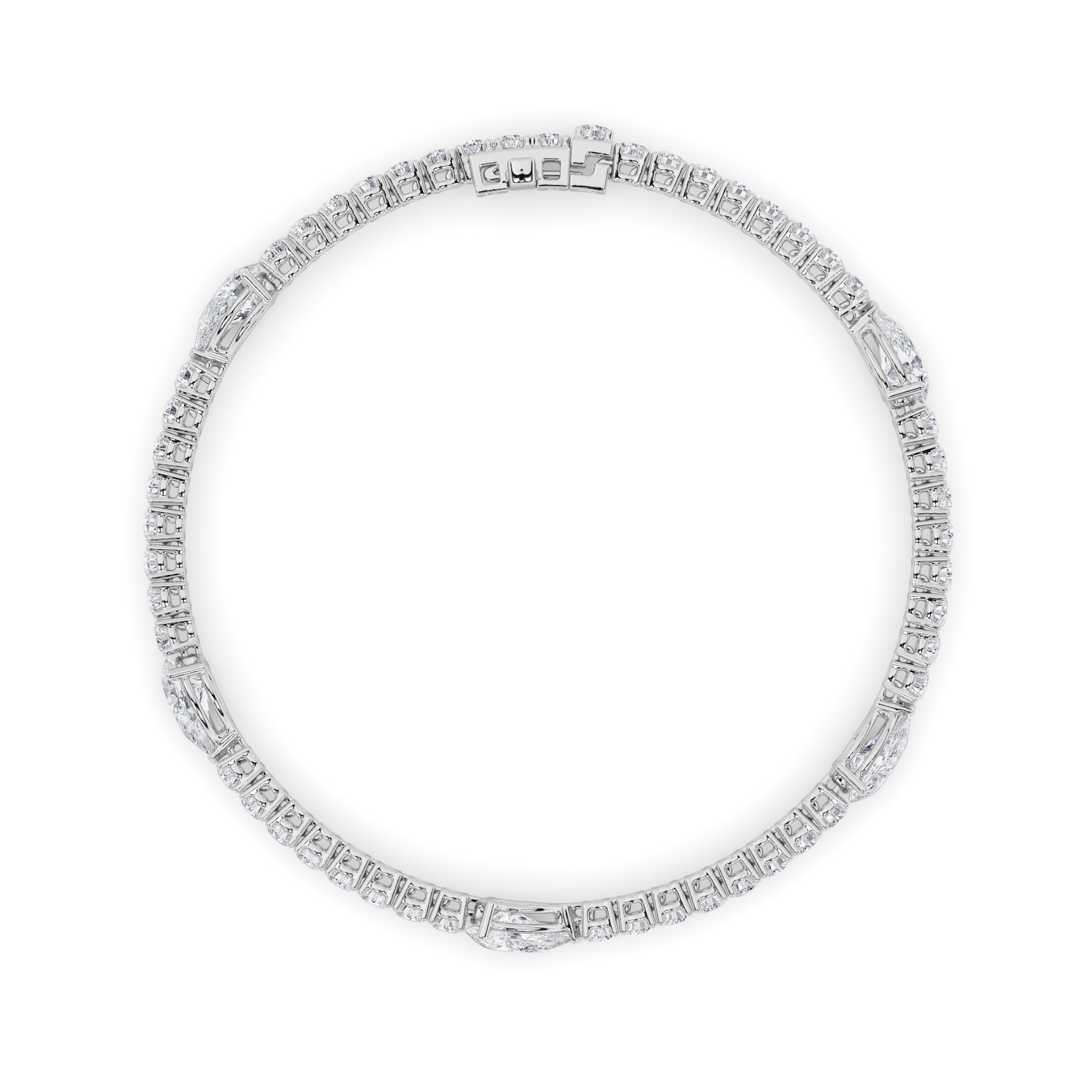 East West Station Bracelet  with Pear Shaped Lab Grown Diamond (F/VS) in 14K Gold view 3