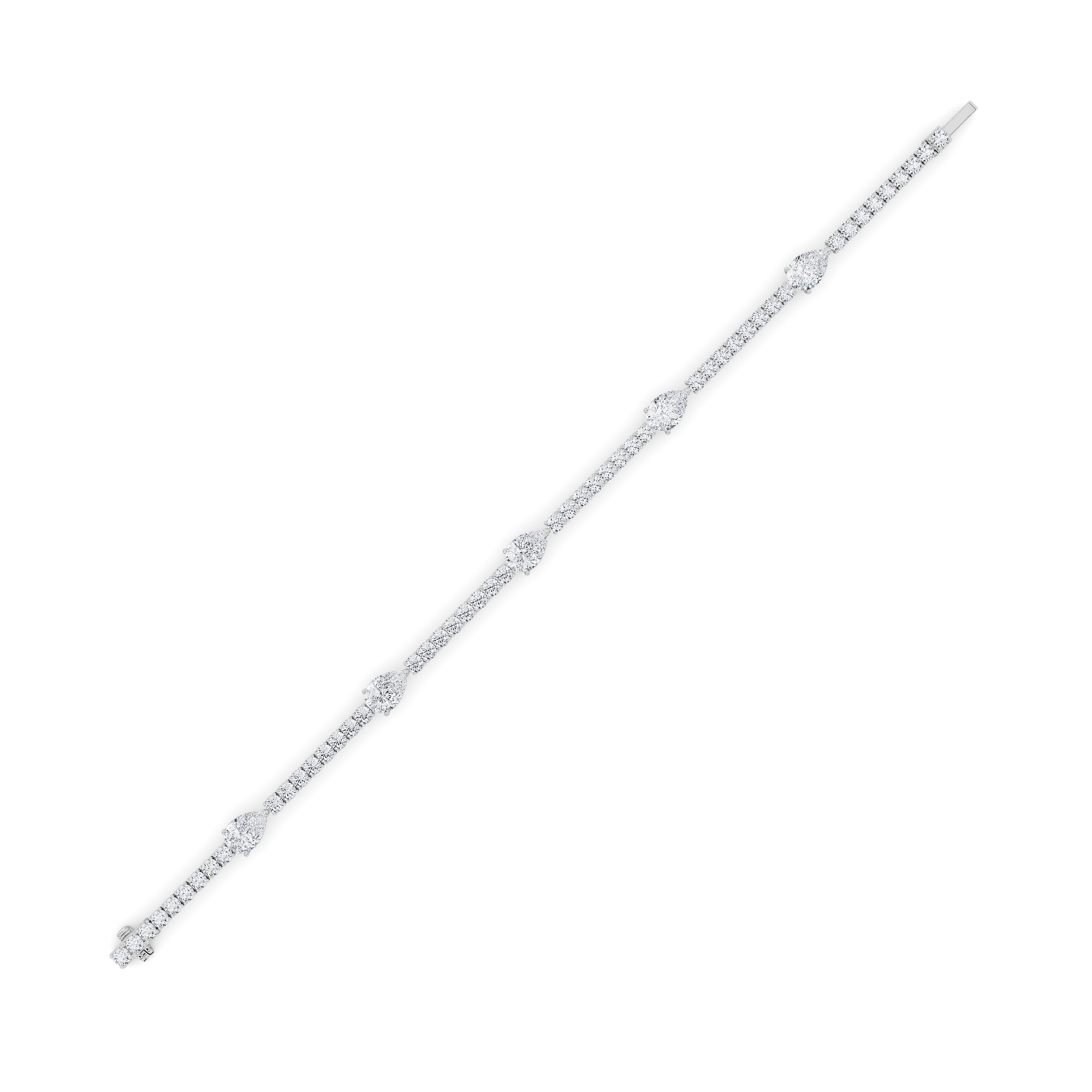 East West Station Bracelet  with Pear Shaped Lab Grown Diamond (F/VS) in 14K Gold view 4