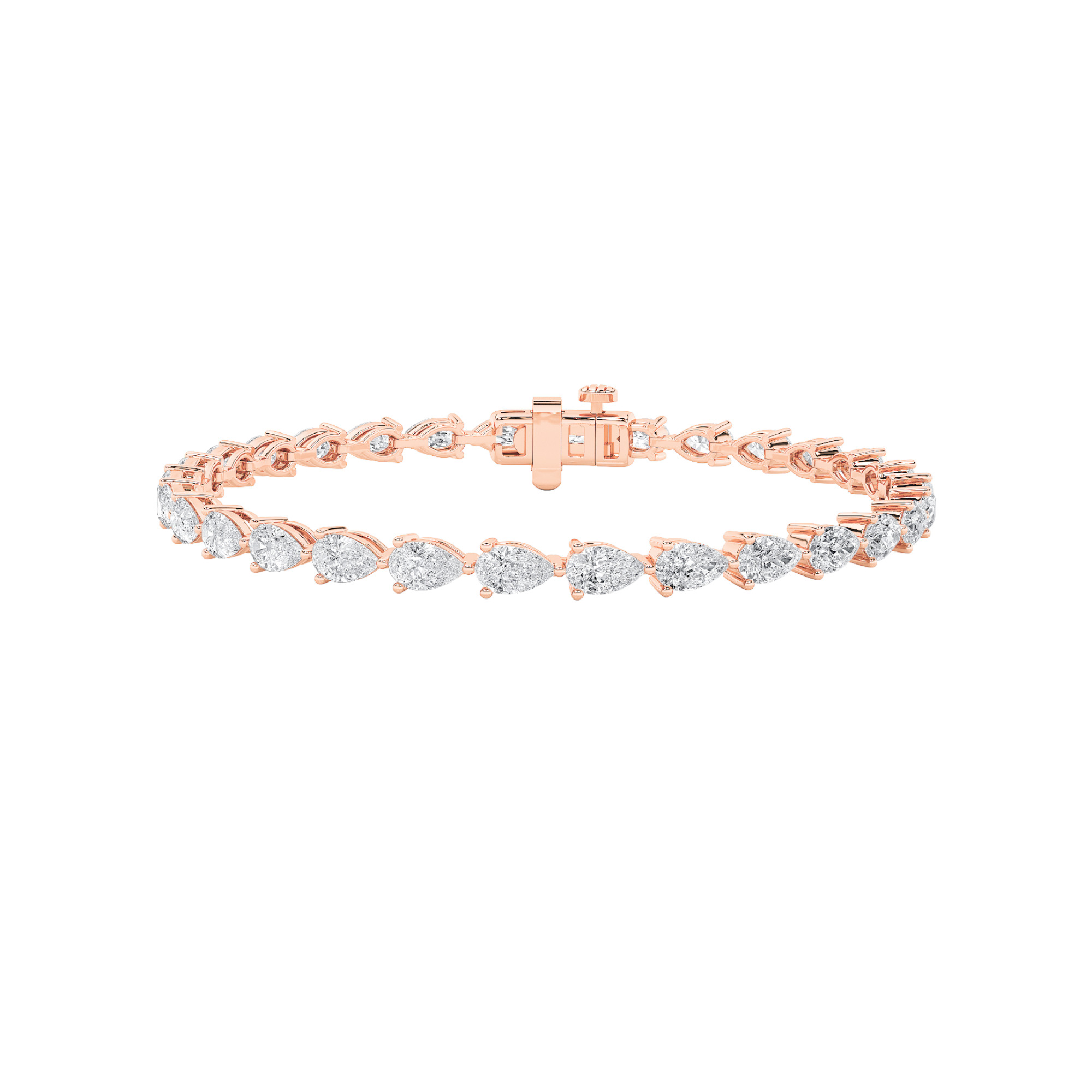 7.00 CT Pear Diamond Bracelet in 14K Rose Gold