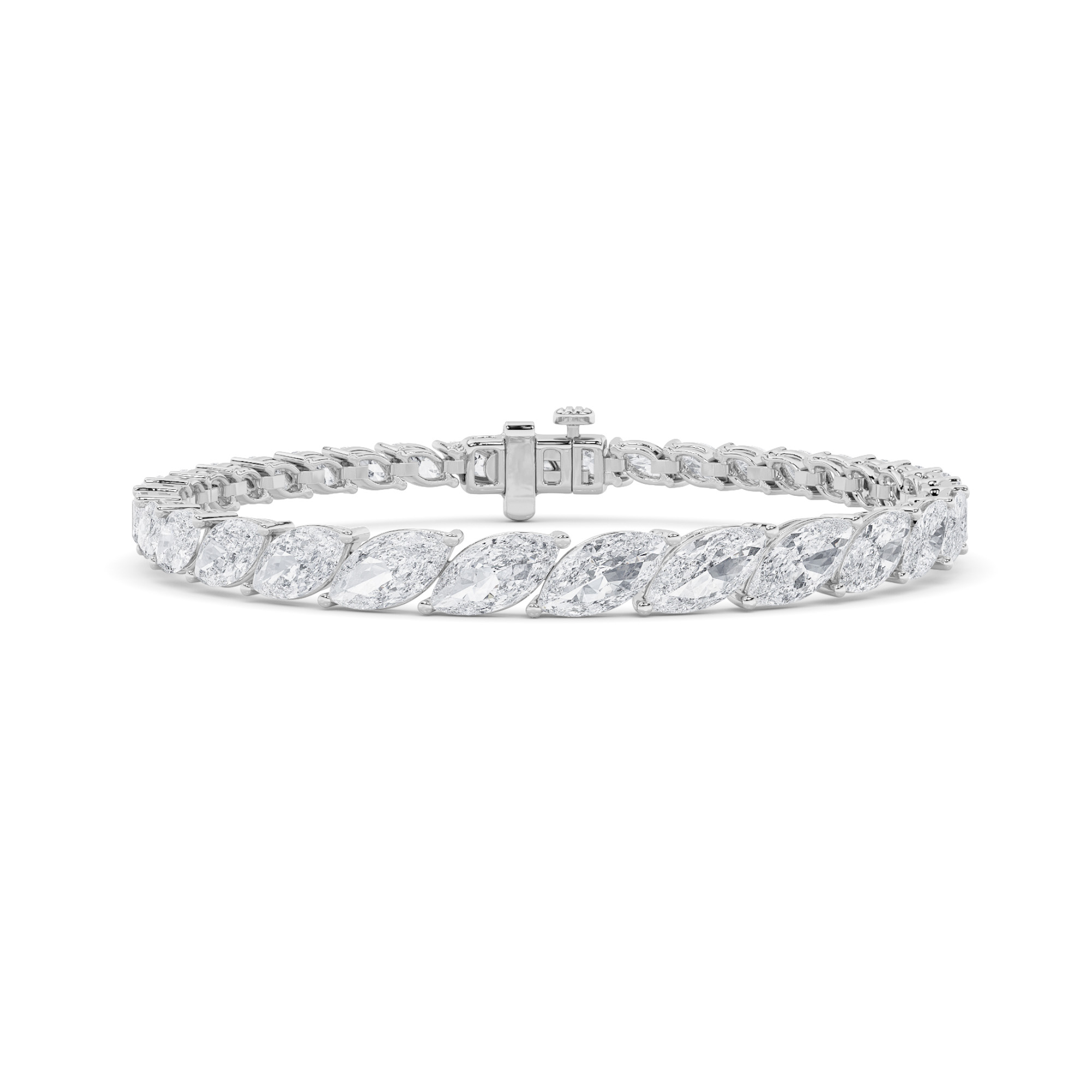 13.00 CT Marquise Diamond Bracelet in 14K White Gold