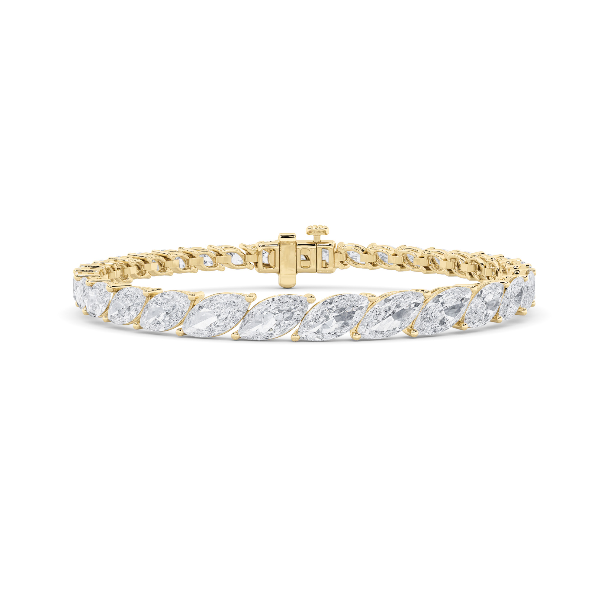 13.00 CT Marquise Diamond Bracelet in 14K Yellow Gold