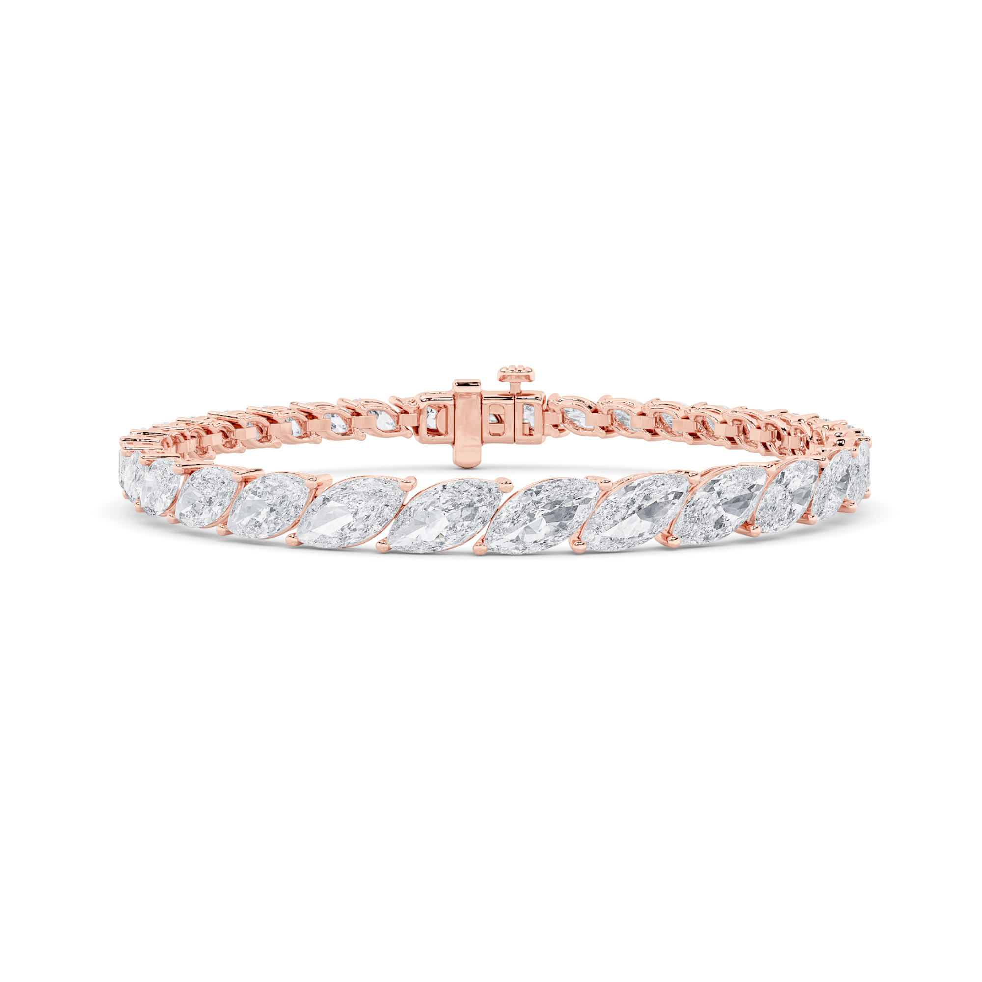 13.00 CT Marquise Diamond Bracelet in 14K Rose Gold